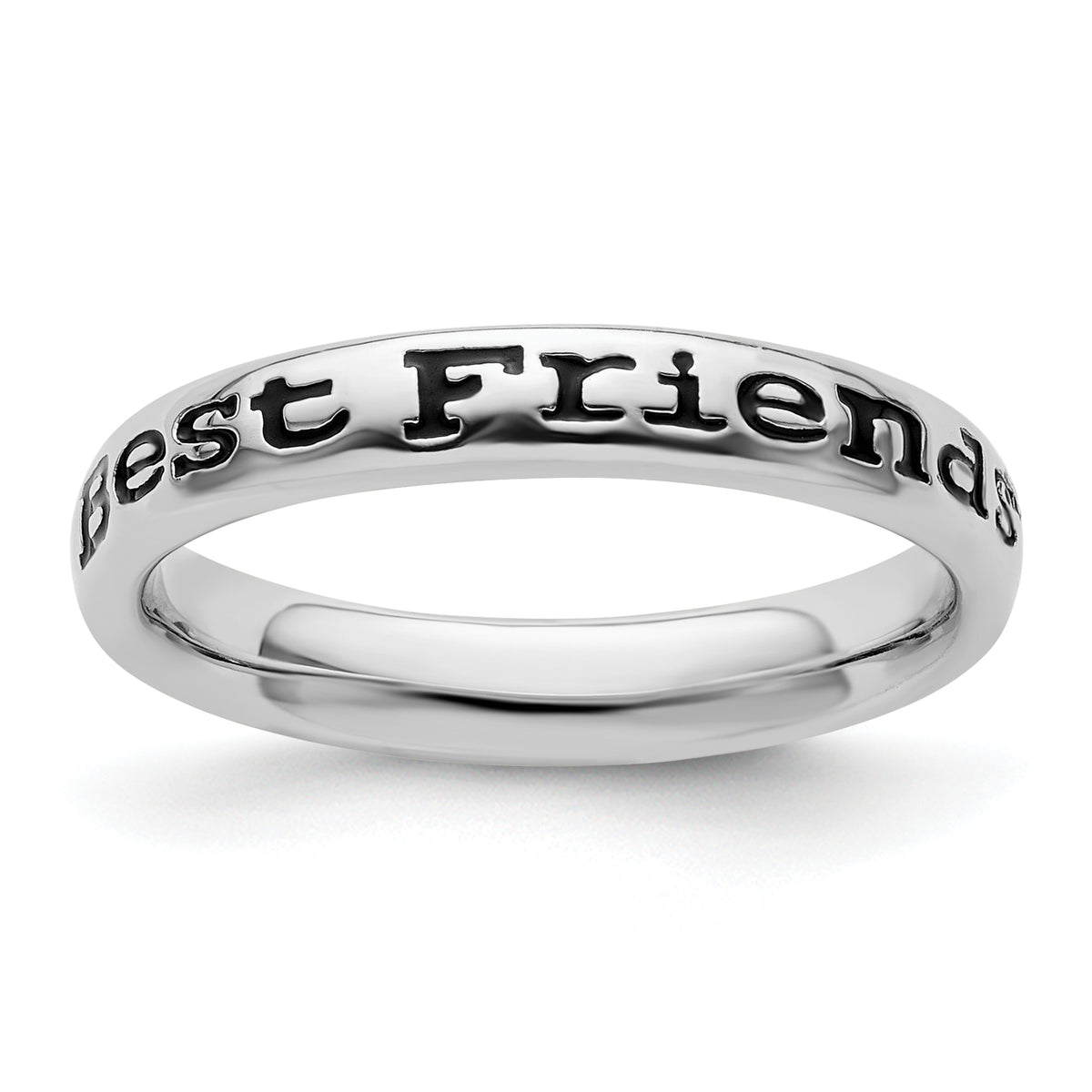 Sterling Silver Stackable Expressions Polished Enameled Friends Ring