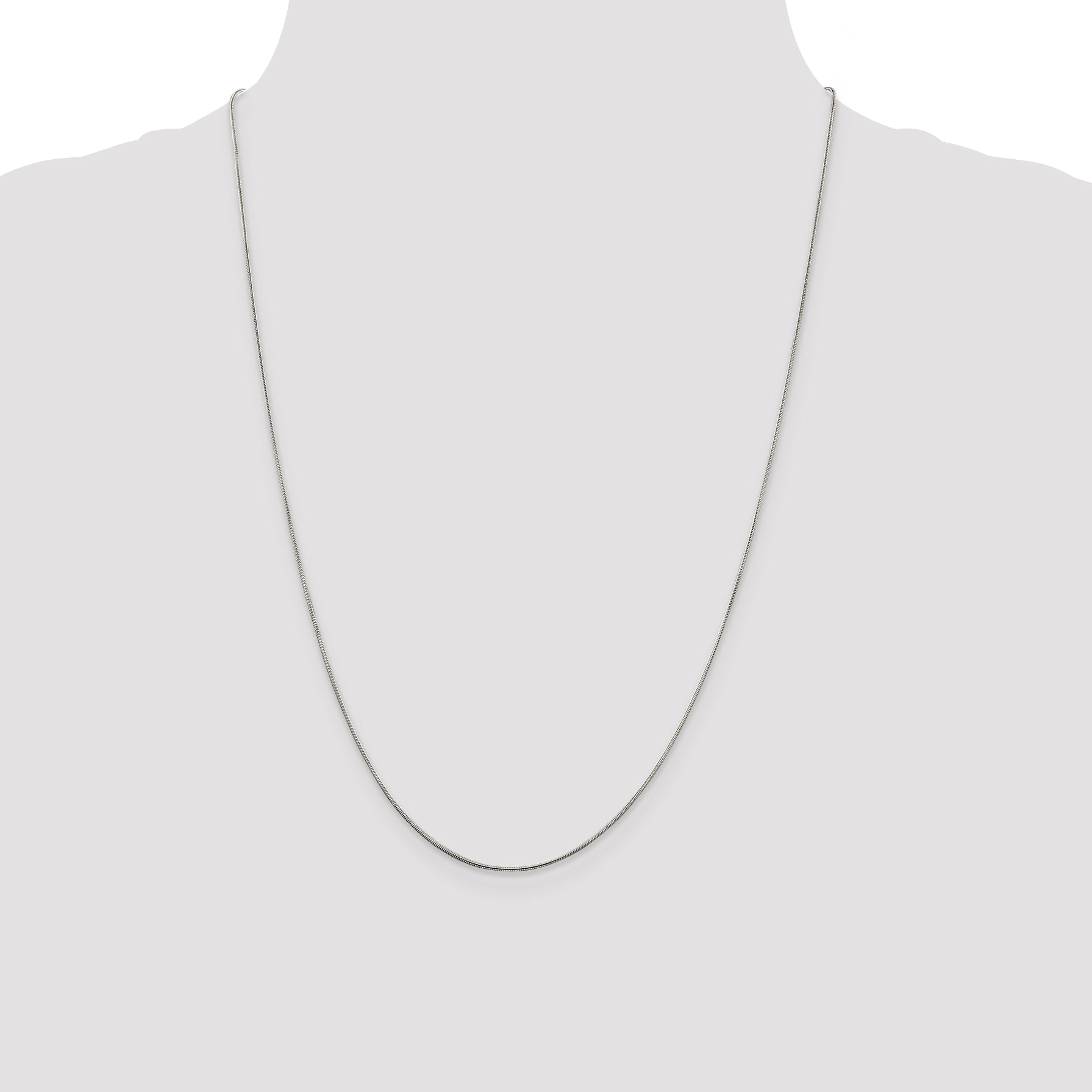 Sterling Silver Rhodium-plated .8mm Round Snake Chain