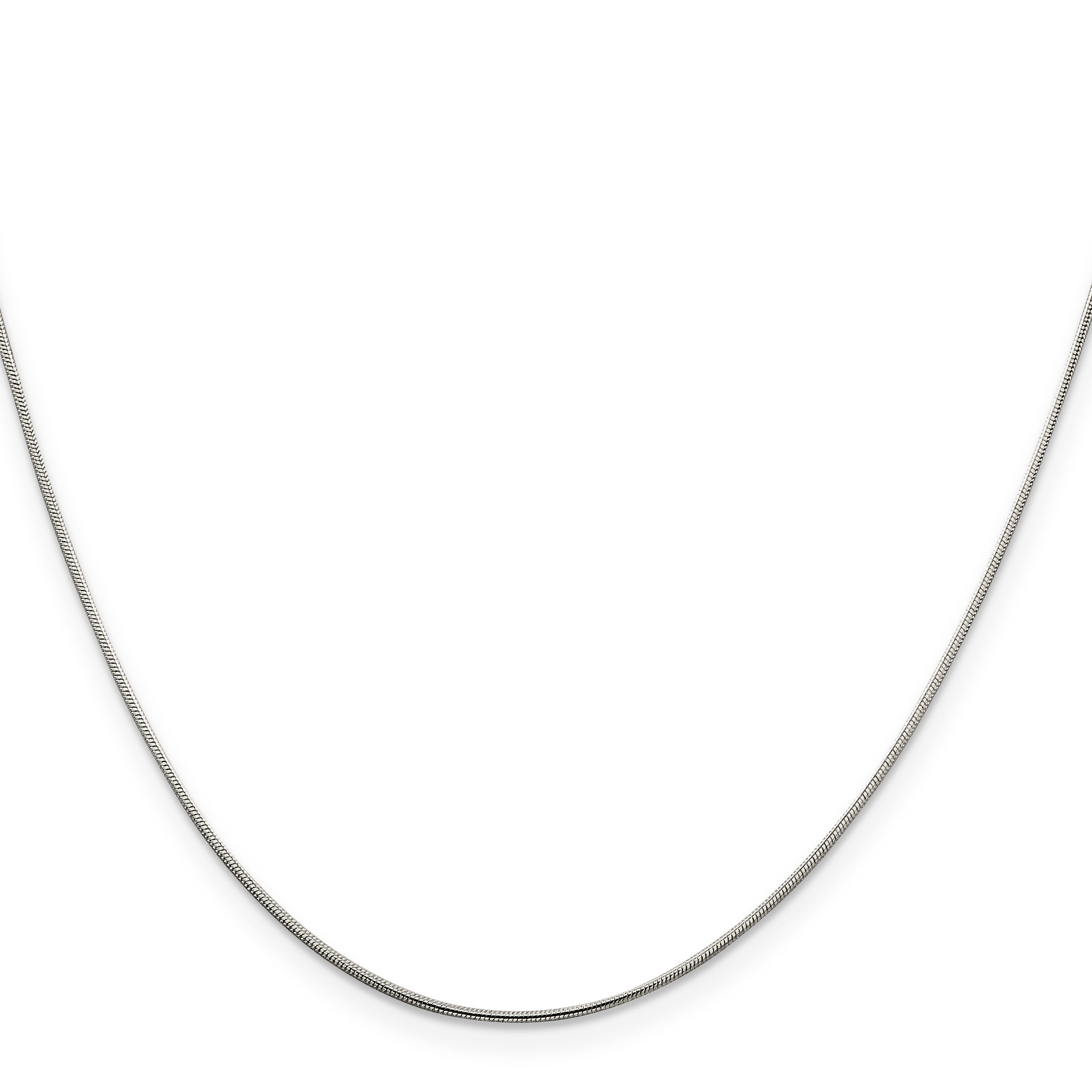 Sterling Silver Rhodium-plated .8mm Round Snake Chain w/2in ext.