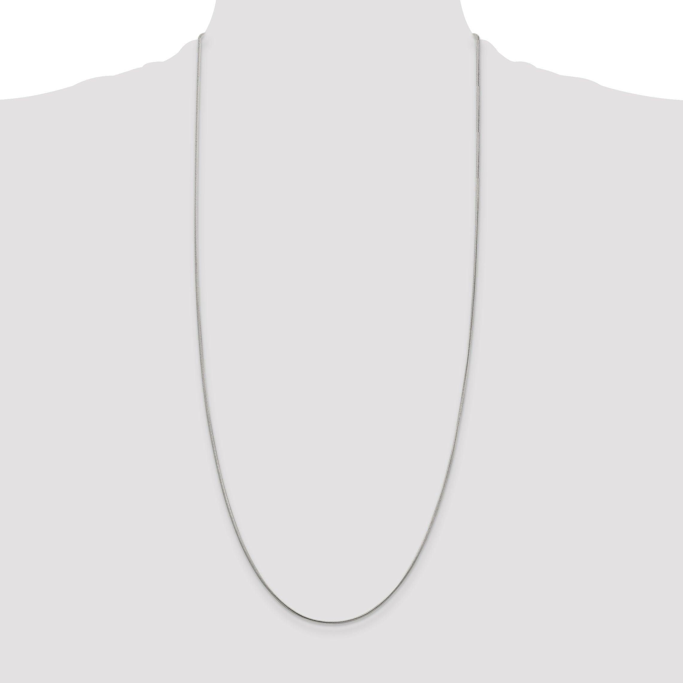 Sterling Silver Rhodium-plated 1mm Round Snake Chain