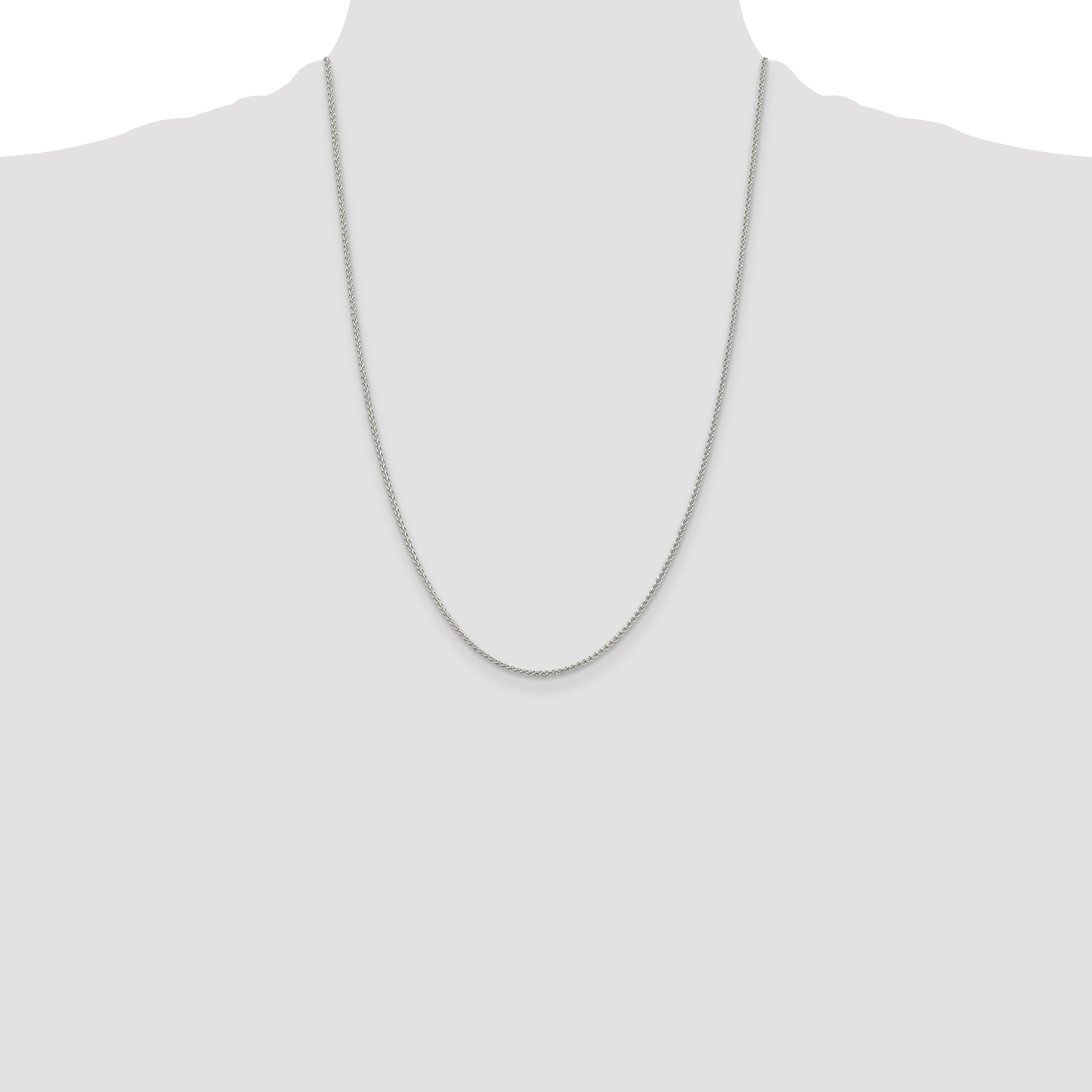 Sterling Silver Rhodium-plated 1.5mm Round Spiga Chain