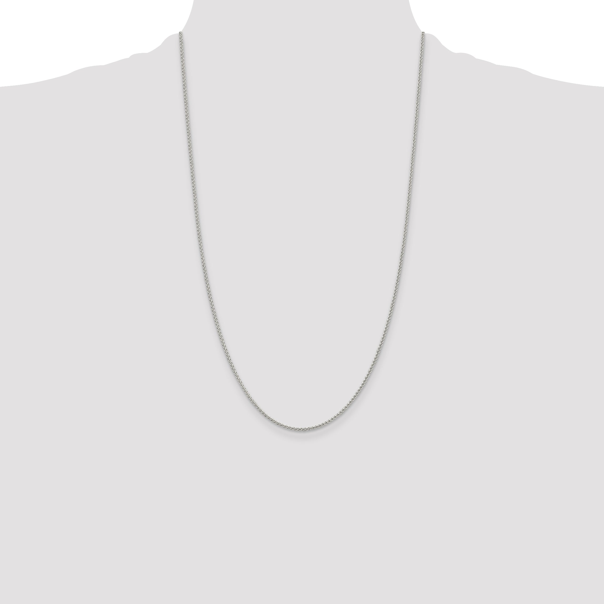 Sterling Silver Rhodium-plated 1.5mm Round Spiga Chain