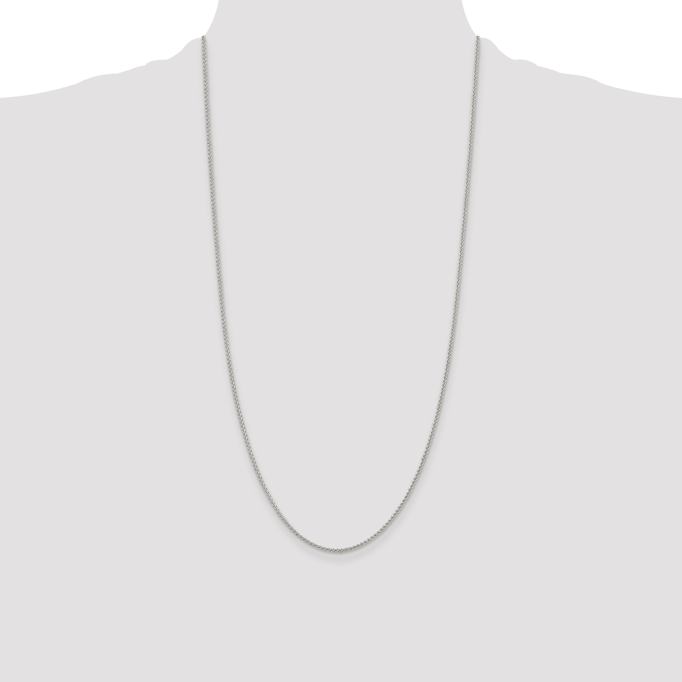 Sterling Silver Rhodium-plated 1.5mm Round Spiga Chain