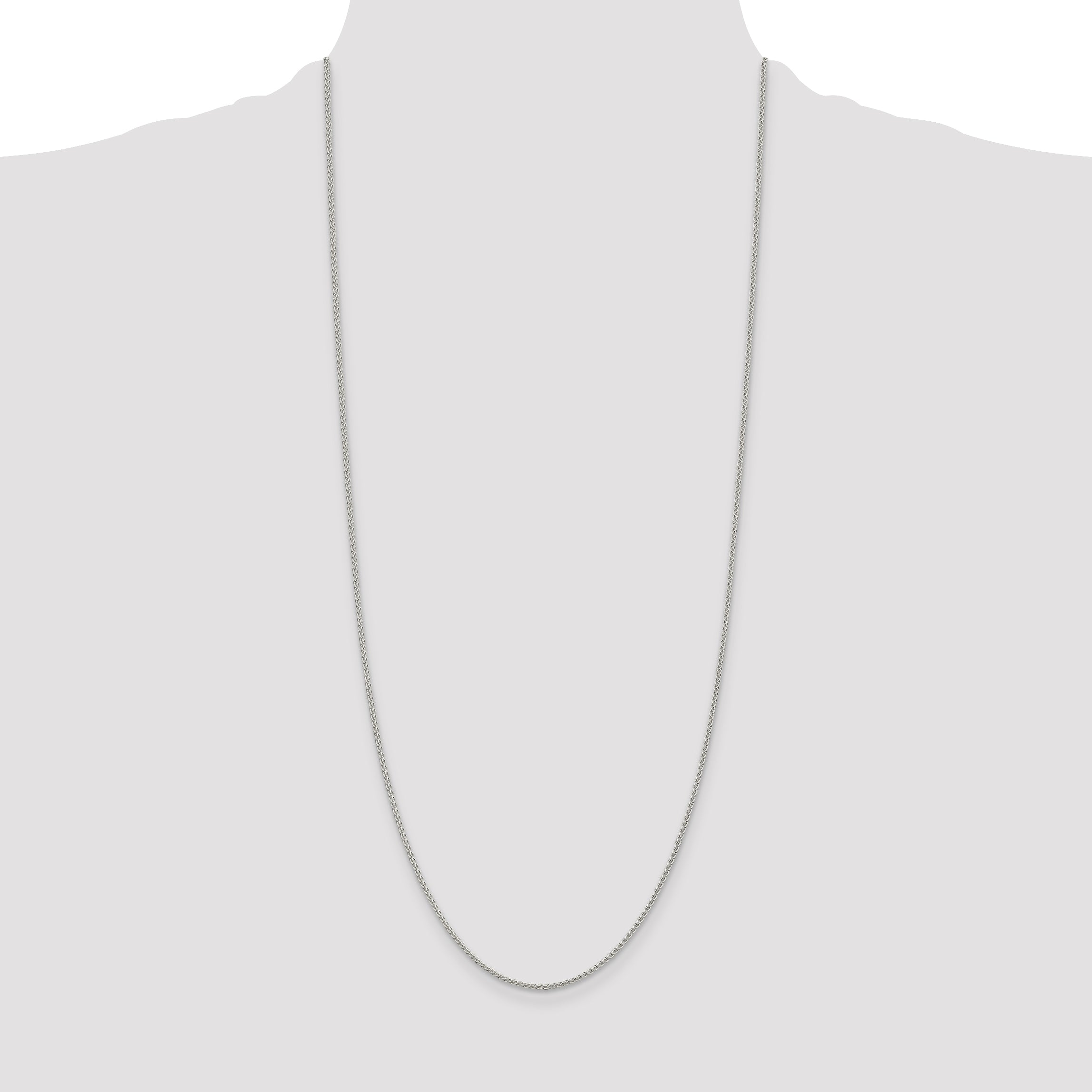 Sterling Silver Rhodium-plated 1.5mm Round Spiga Chain