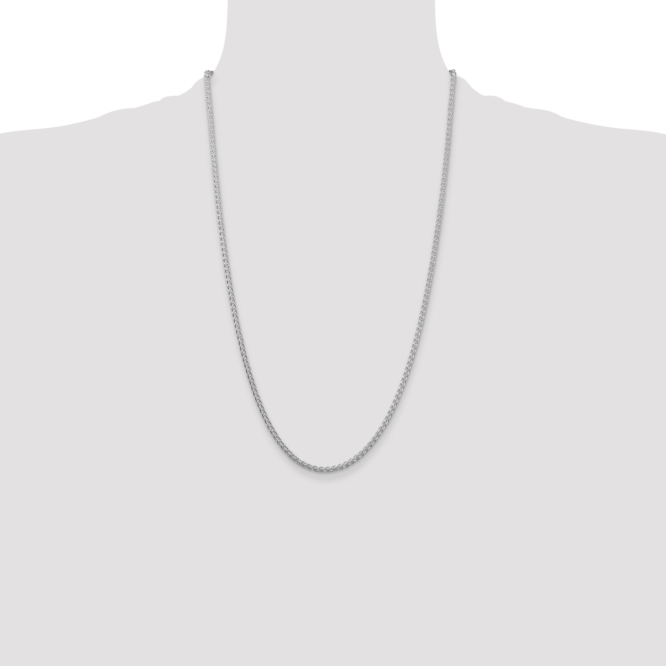 Sterling Silver Rhodium-plated 2.5mm Round Spiga Chain