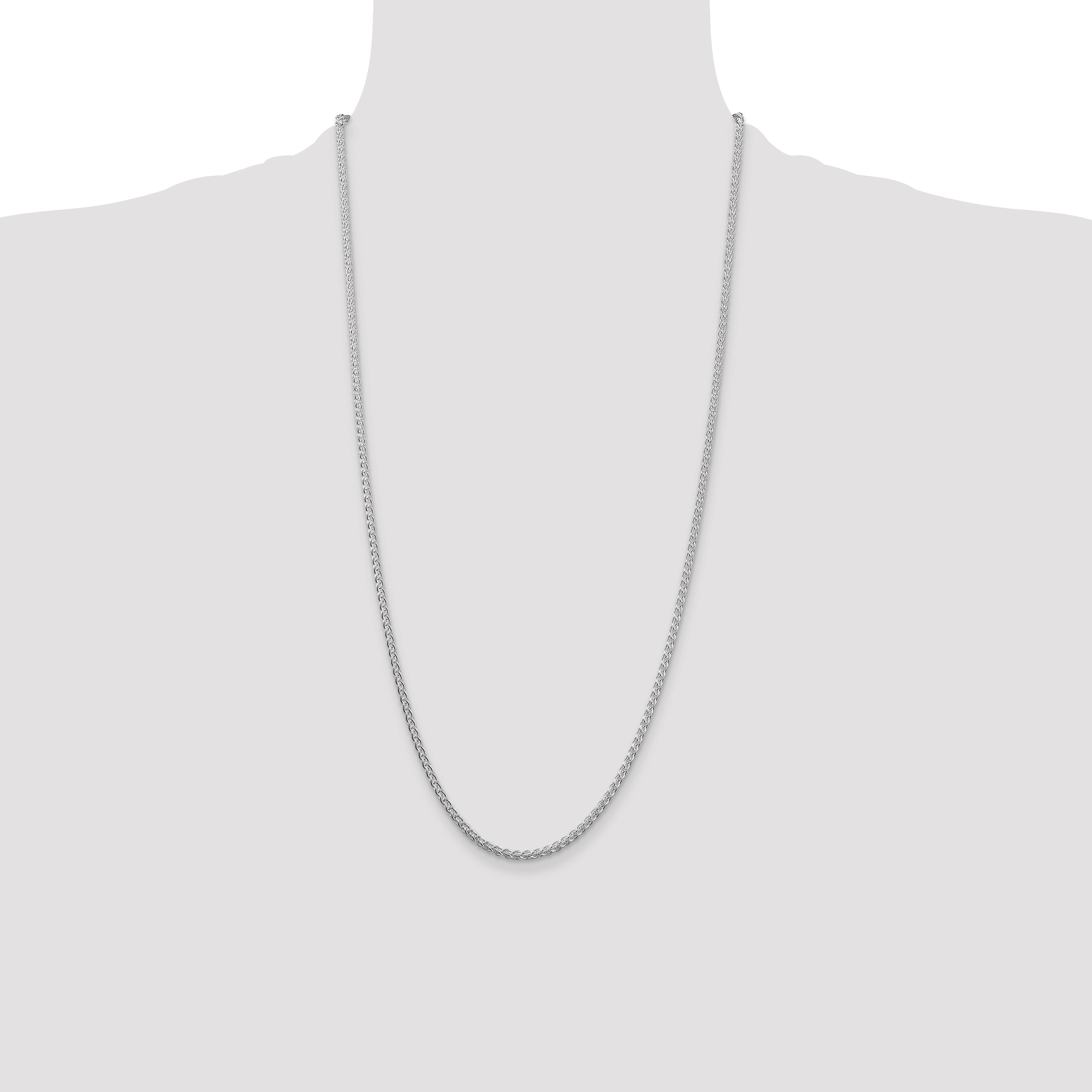 Sterling Silver Rhodium-plated 2.5mm Round Spiga Chain