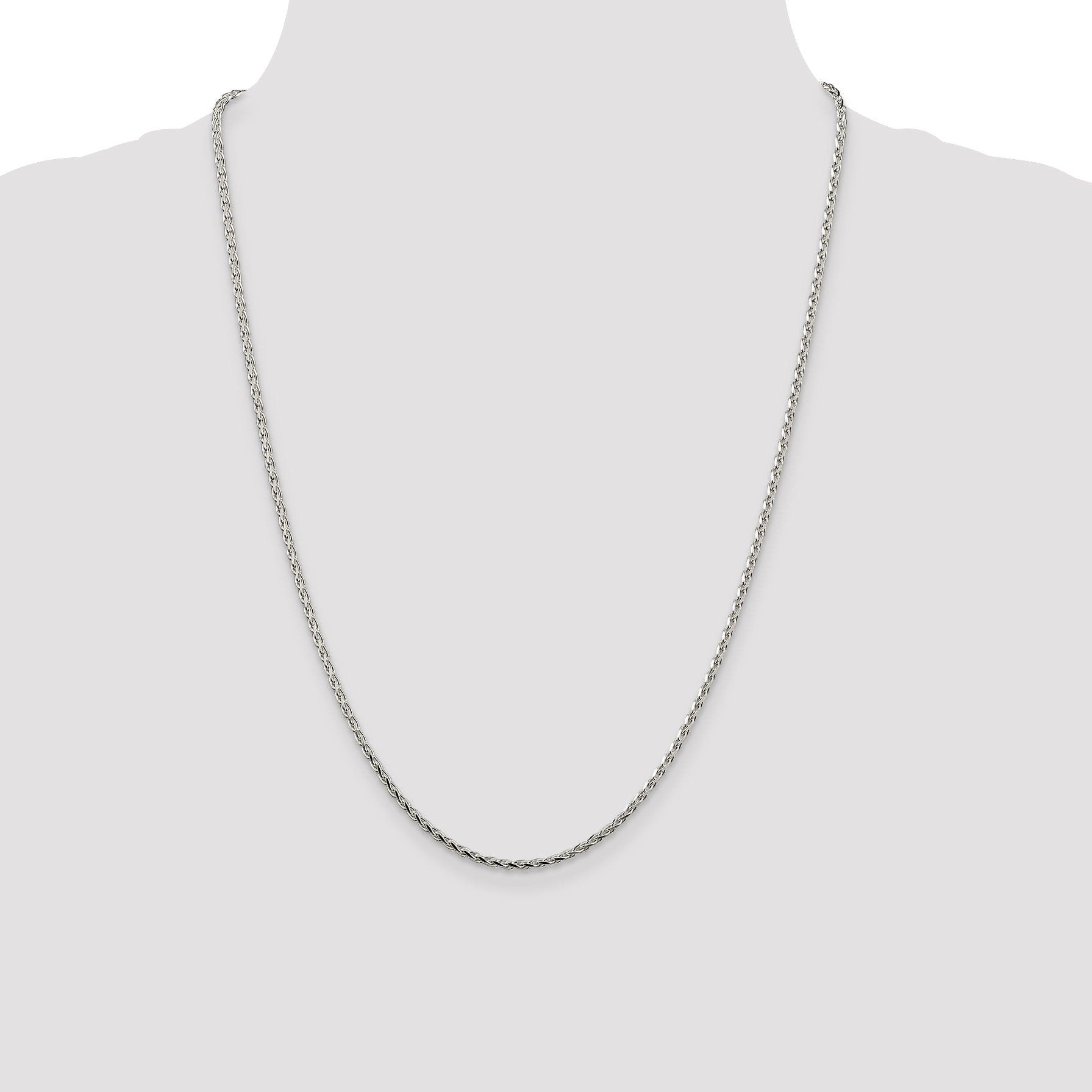 Sterling Silver 2.15mm Diamond-cut Round Spiga Chain