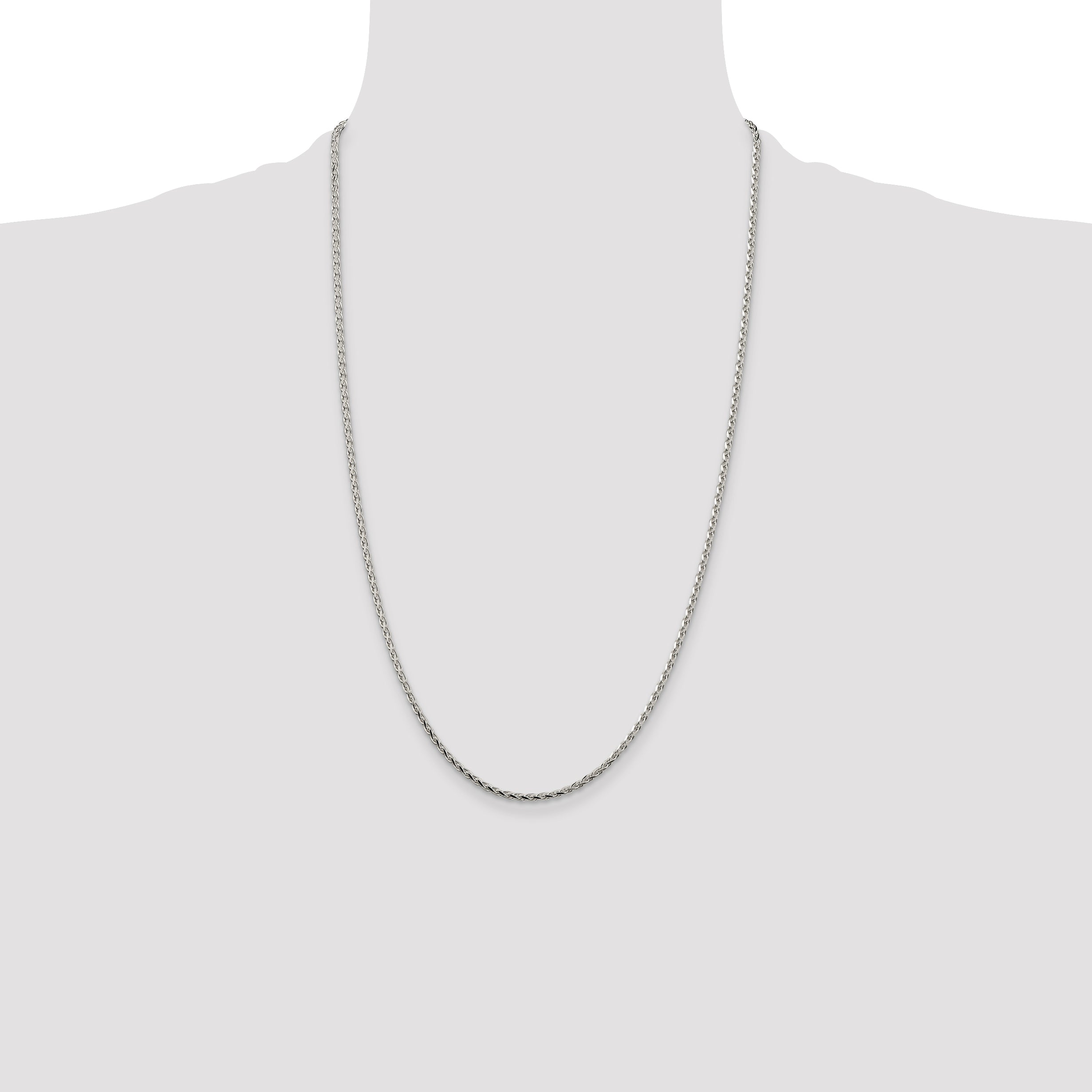 Sterling Silver 2.15mm Diamond-cut Round Spiga Chain