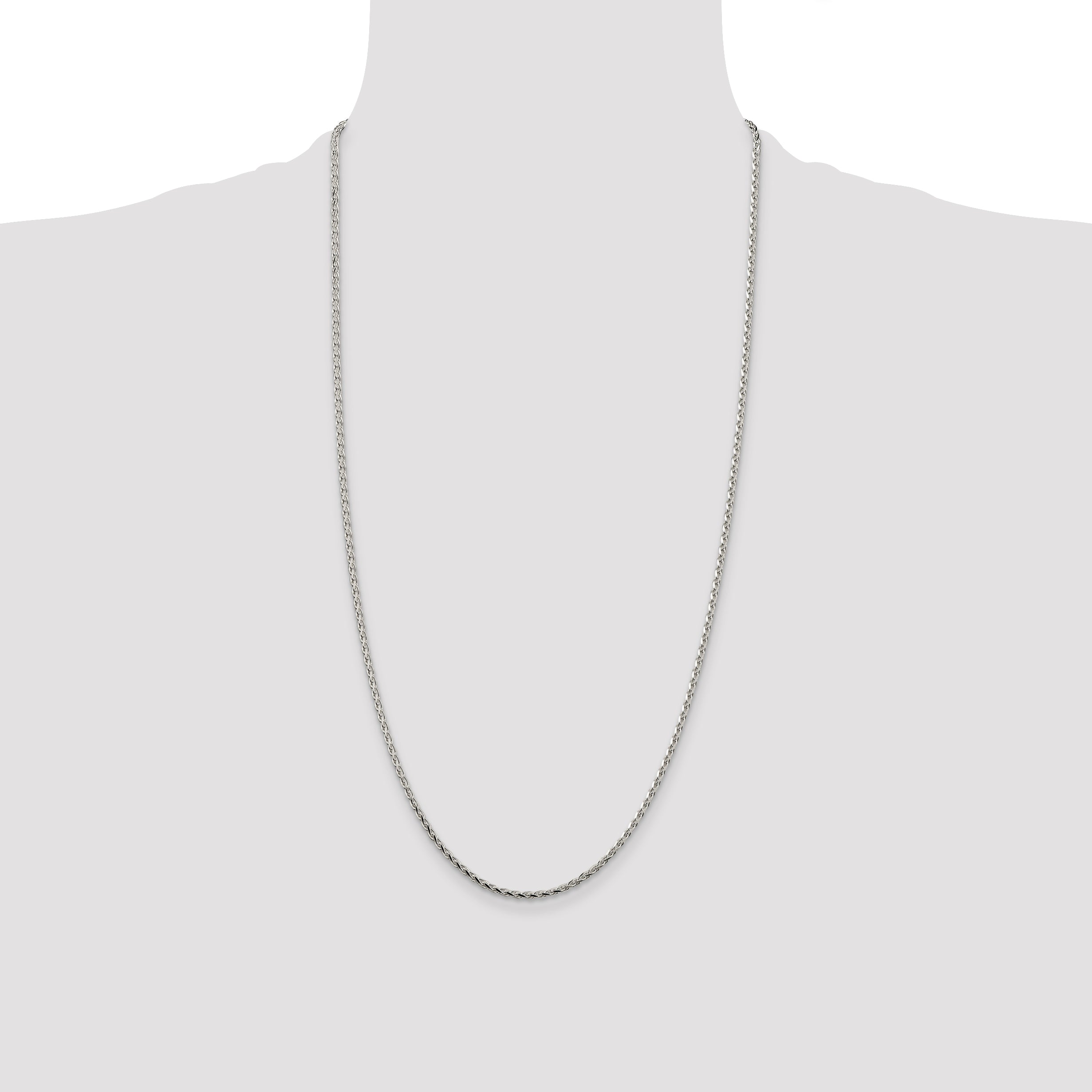 Sterling Silver 2.15mm Diamond-cut Round Spiga Chain