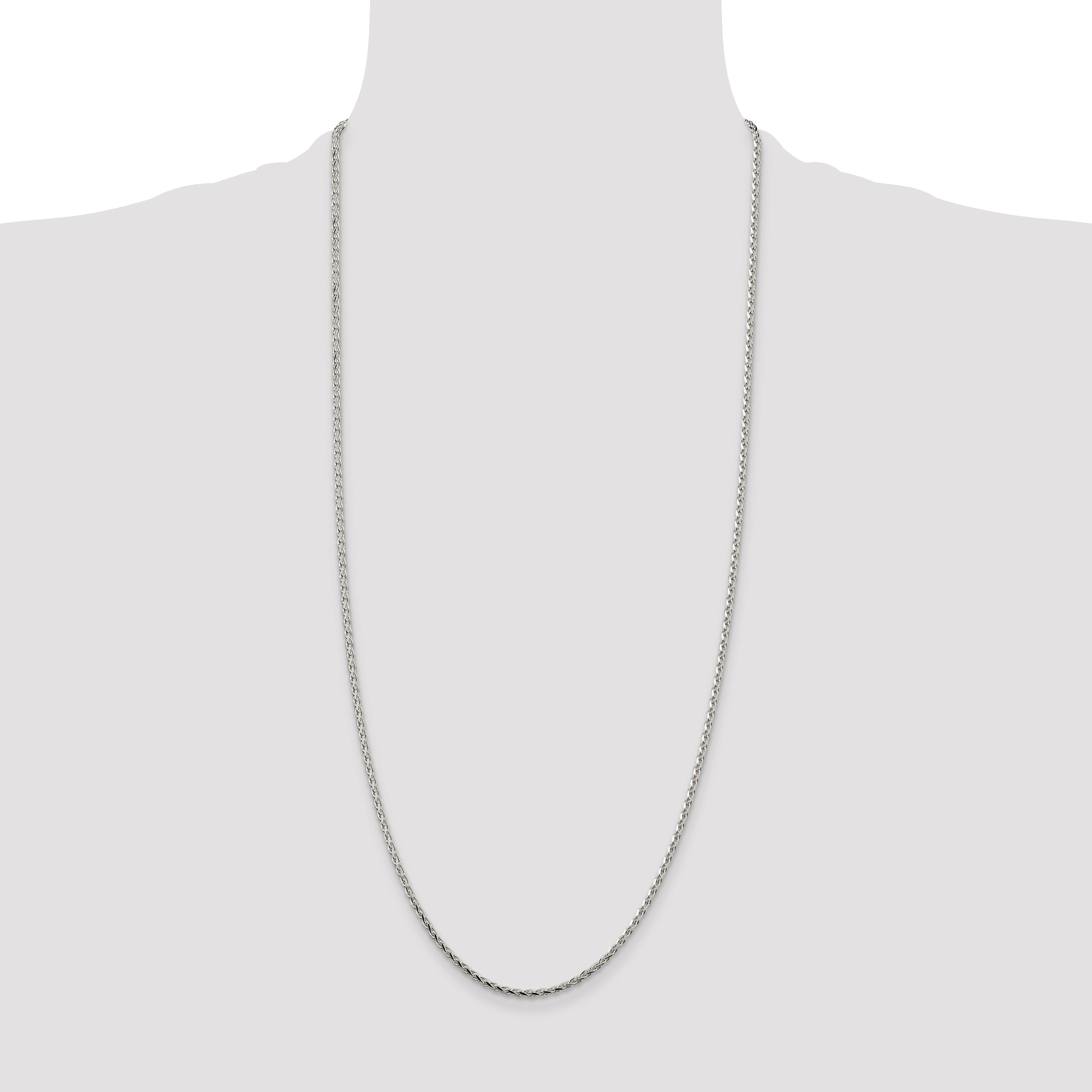 Sterling Silver 2.15mm Diamond-cut Round Spiga Chain