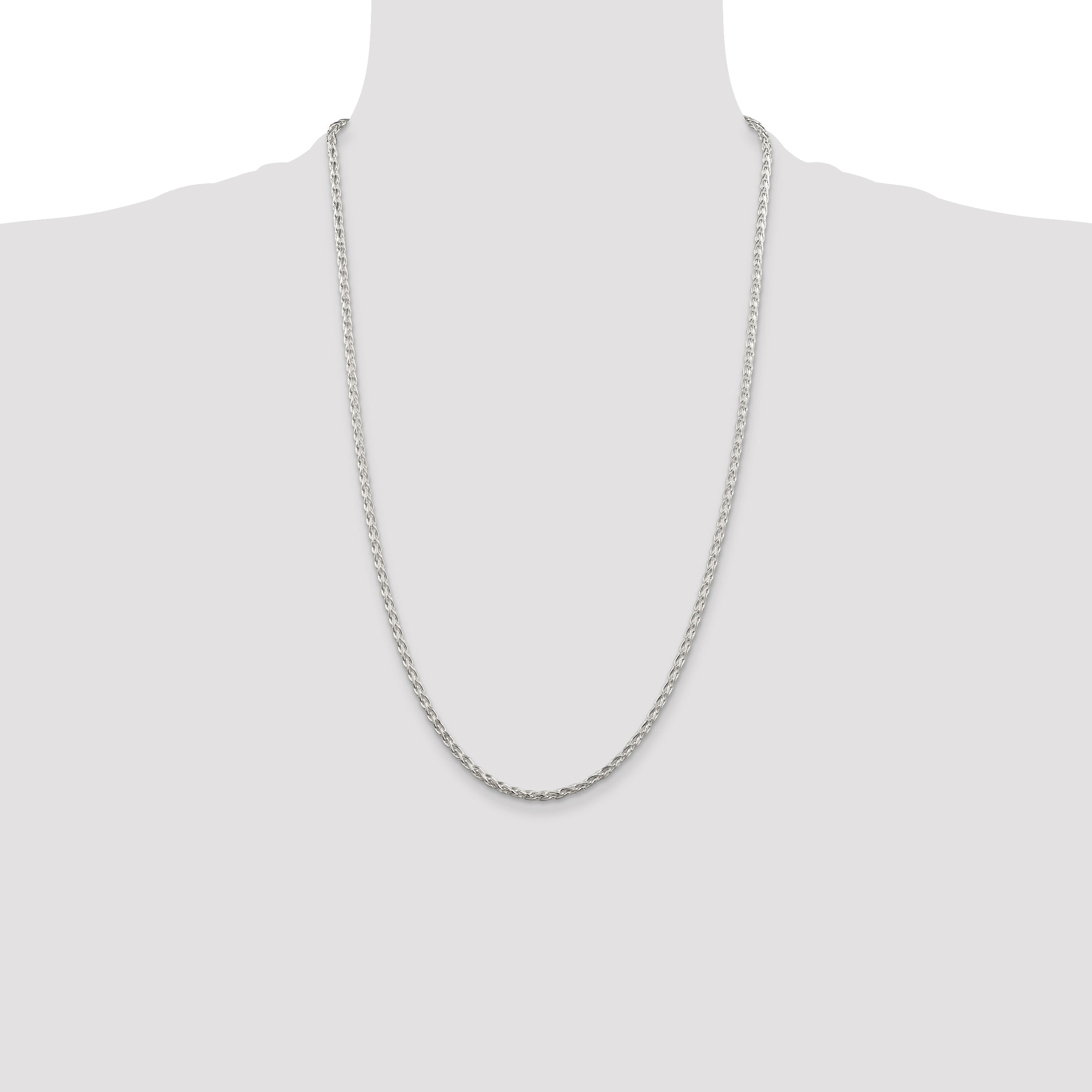 Sterling Silver 2.85mm Diamond-cut Round Spiga Chain