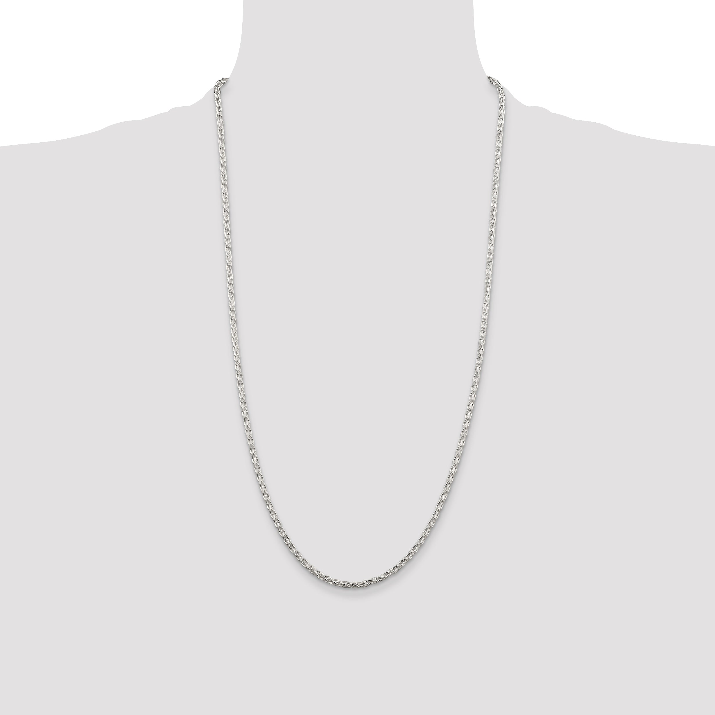 Sterling Silver 2.85mm Diamond-cut Round Spiga Chain