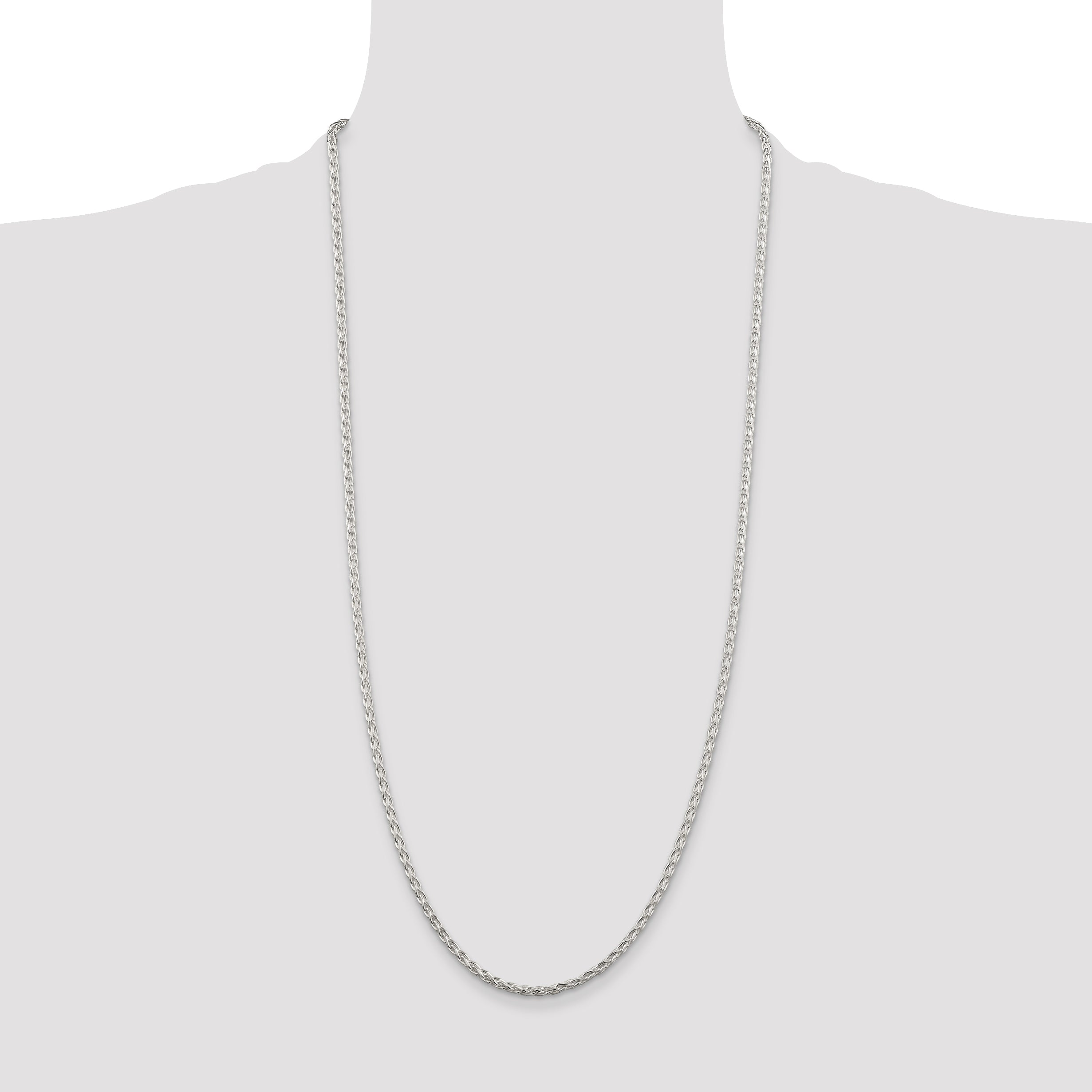 Sterling Silver 2.85mm Diamond-cut Round Spiga Chain