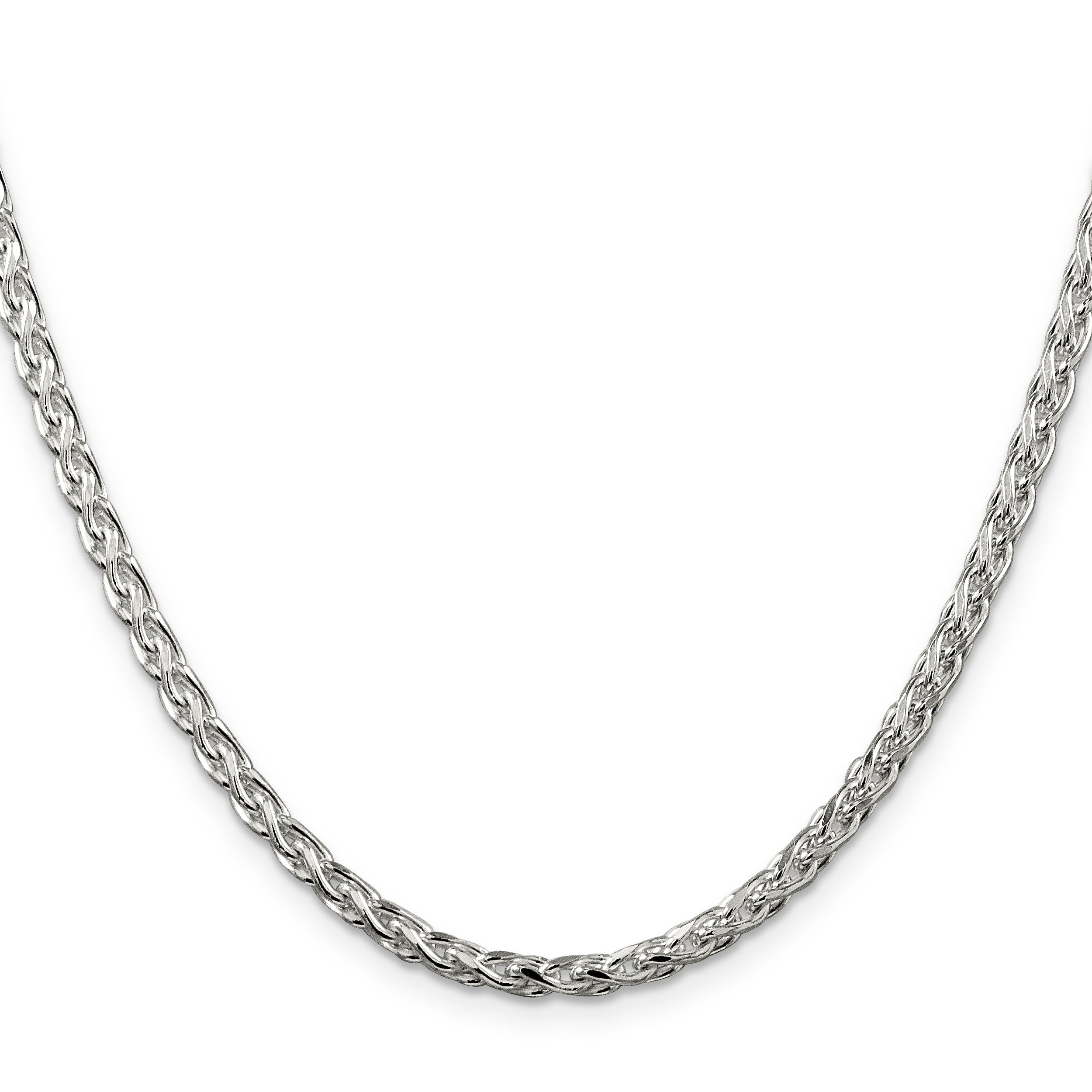 Sterling Silver 3.5mm Diamond-cut Round Spiga Chain