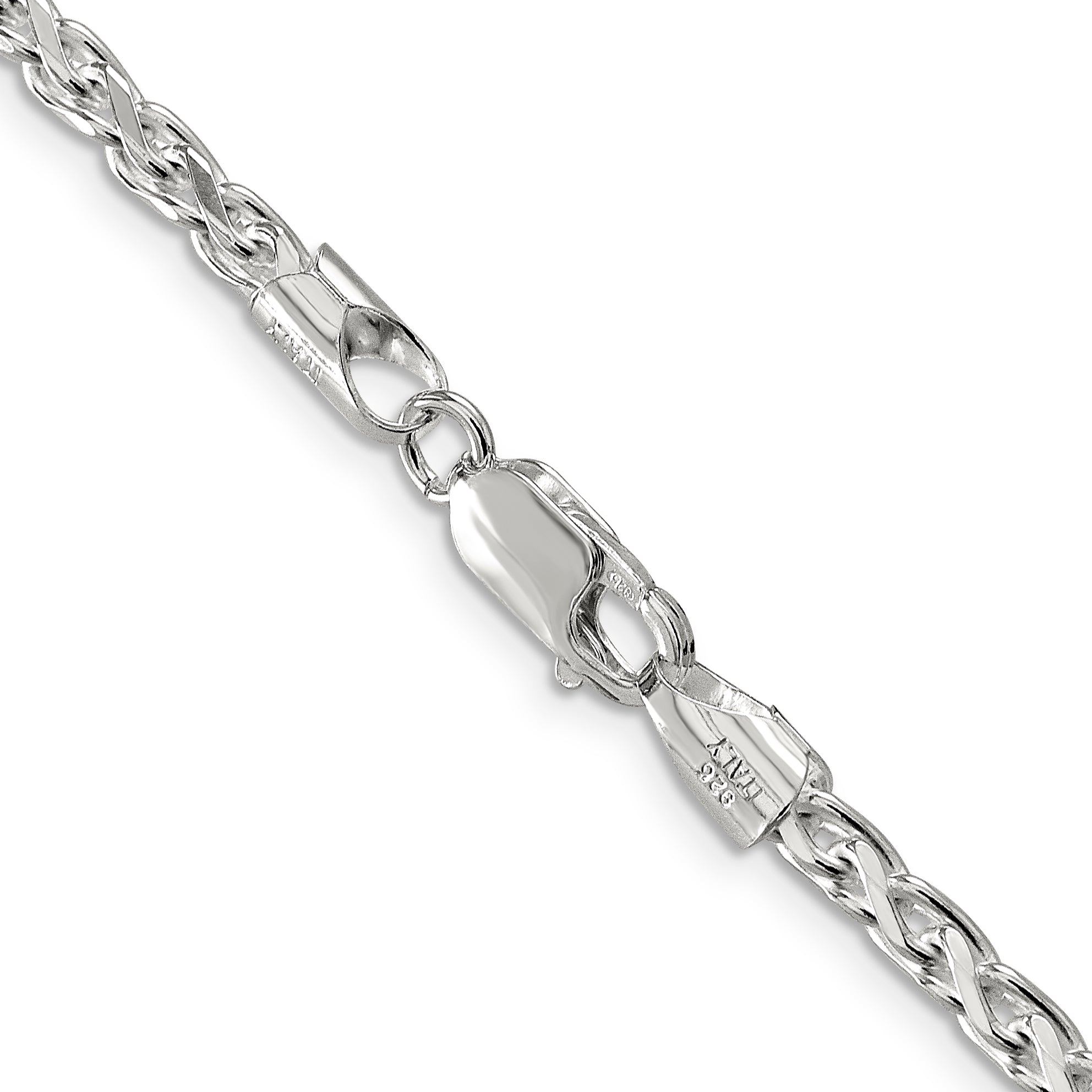 Sterling Silver 3.5mm Diamond-cut Round Spiga Chain