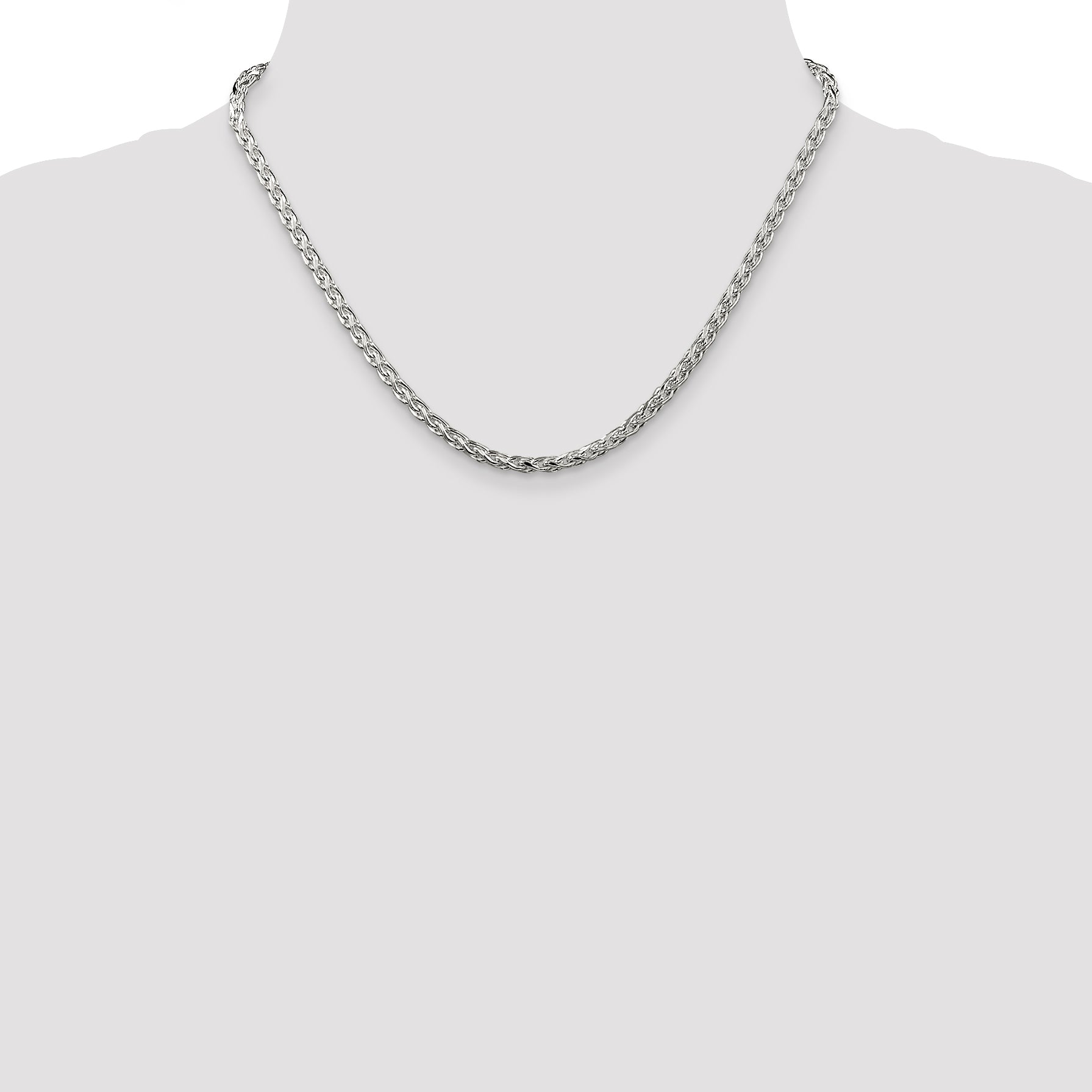 Sterling Silver 3.5mm Diamond-cut Round Spiga Chain