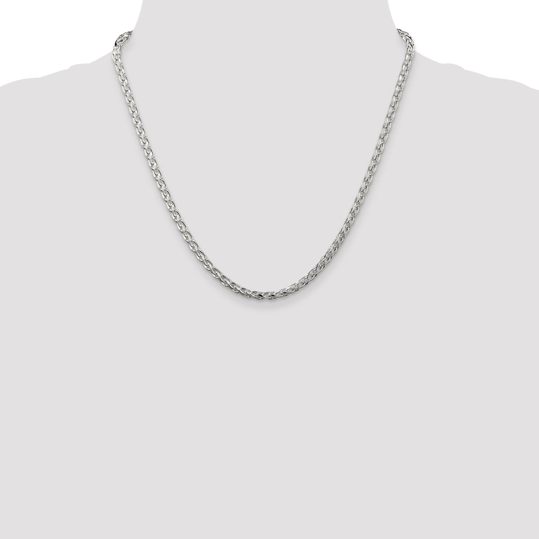 Sterling Silver 3.5mm Diamond-cut Round Spiga Chain