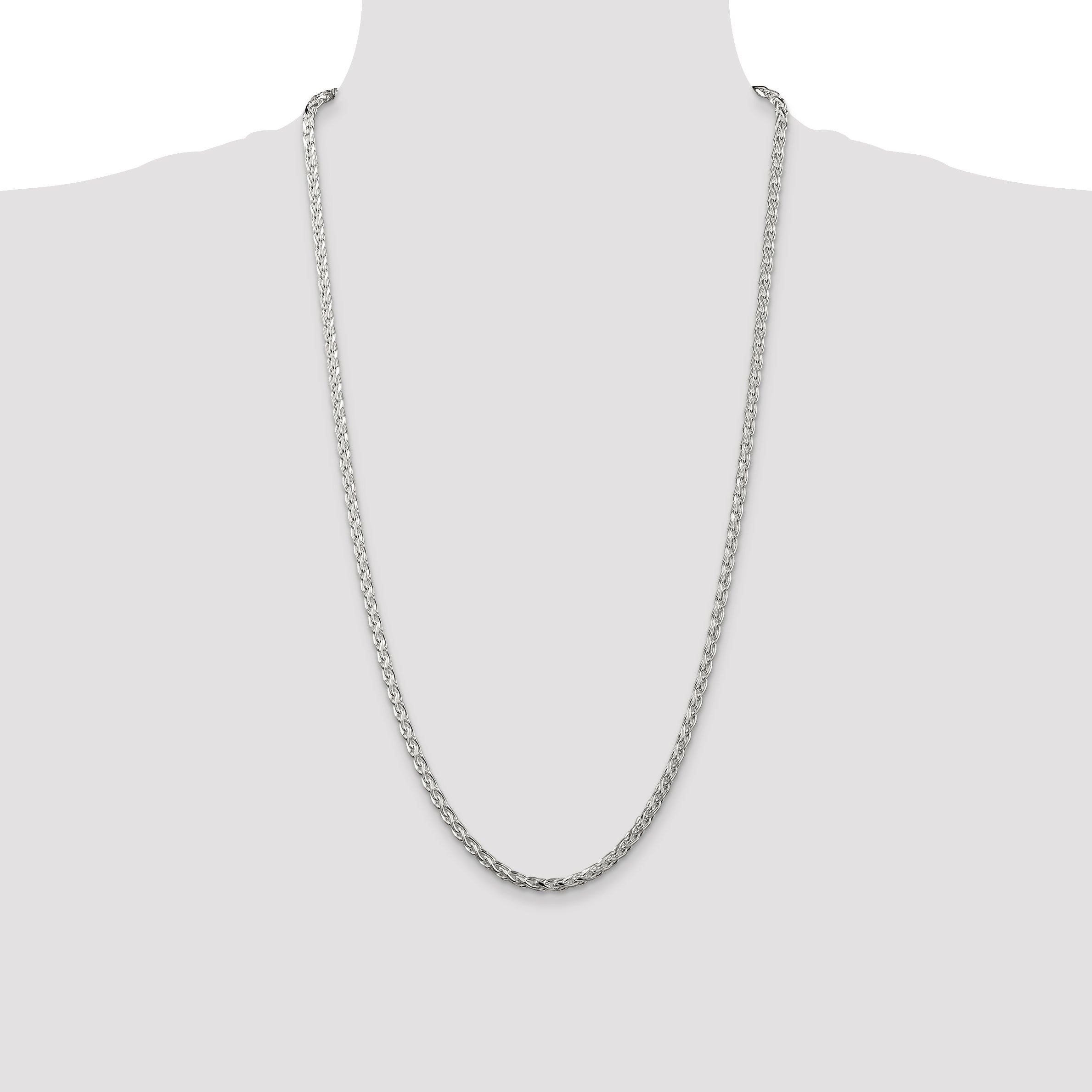 Sterling Silver 3.5mm Diamond-cut Round Spiga Chain