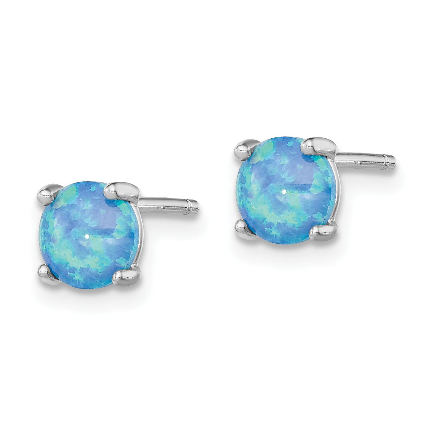 Sterling Silver Rhodium-plated Created Opal Pendant and Earring Set