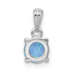 Sterling Silver Rhodium-plated Created Opal Pendant and Earring Set