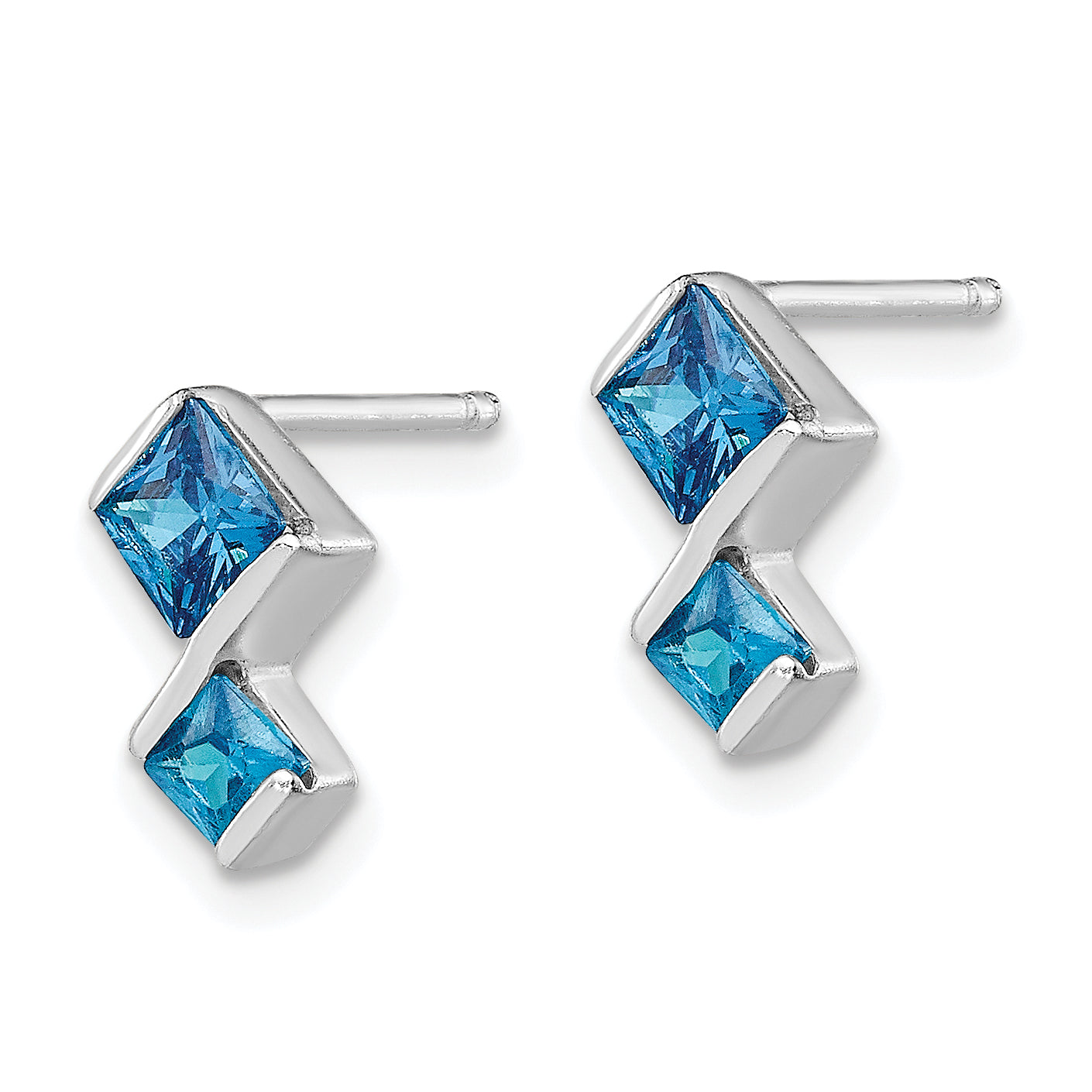 Sterling Silver Polished Blue Topaz Pendant and Post Earrings Set