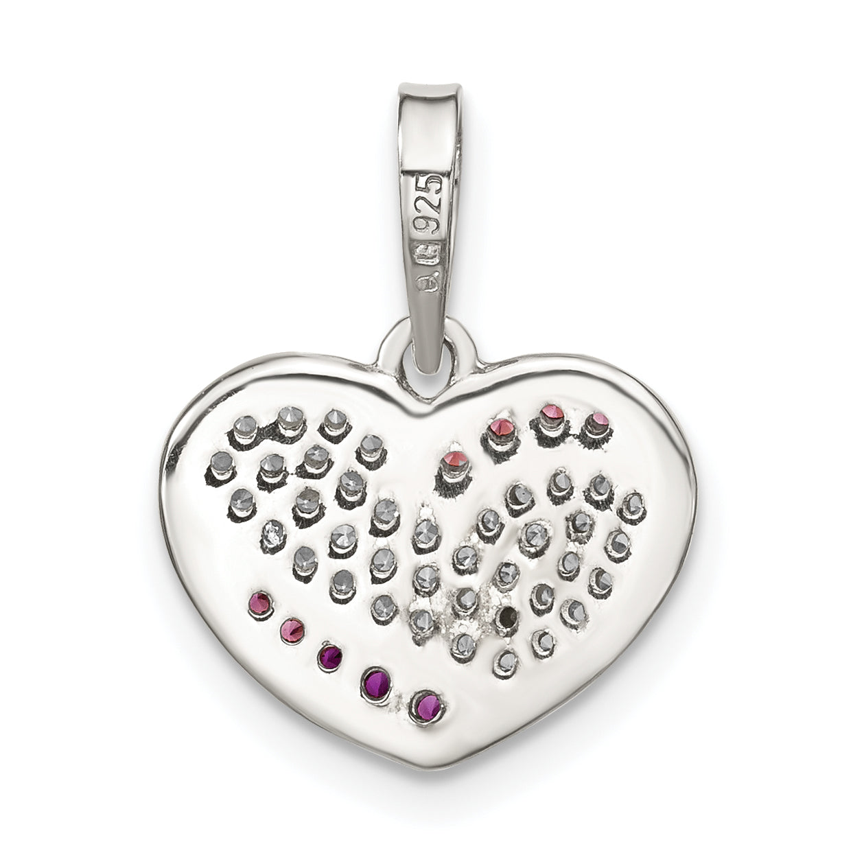 Sterling Silver Rhodium-plated CZ Heart Dangle Earring & Pendant Set