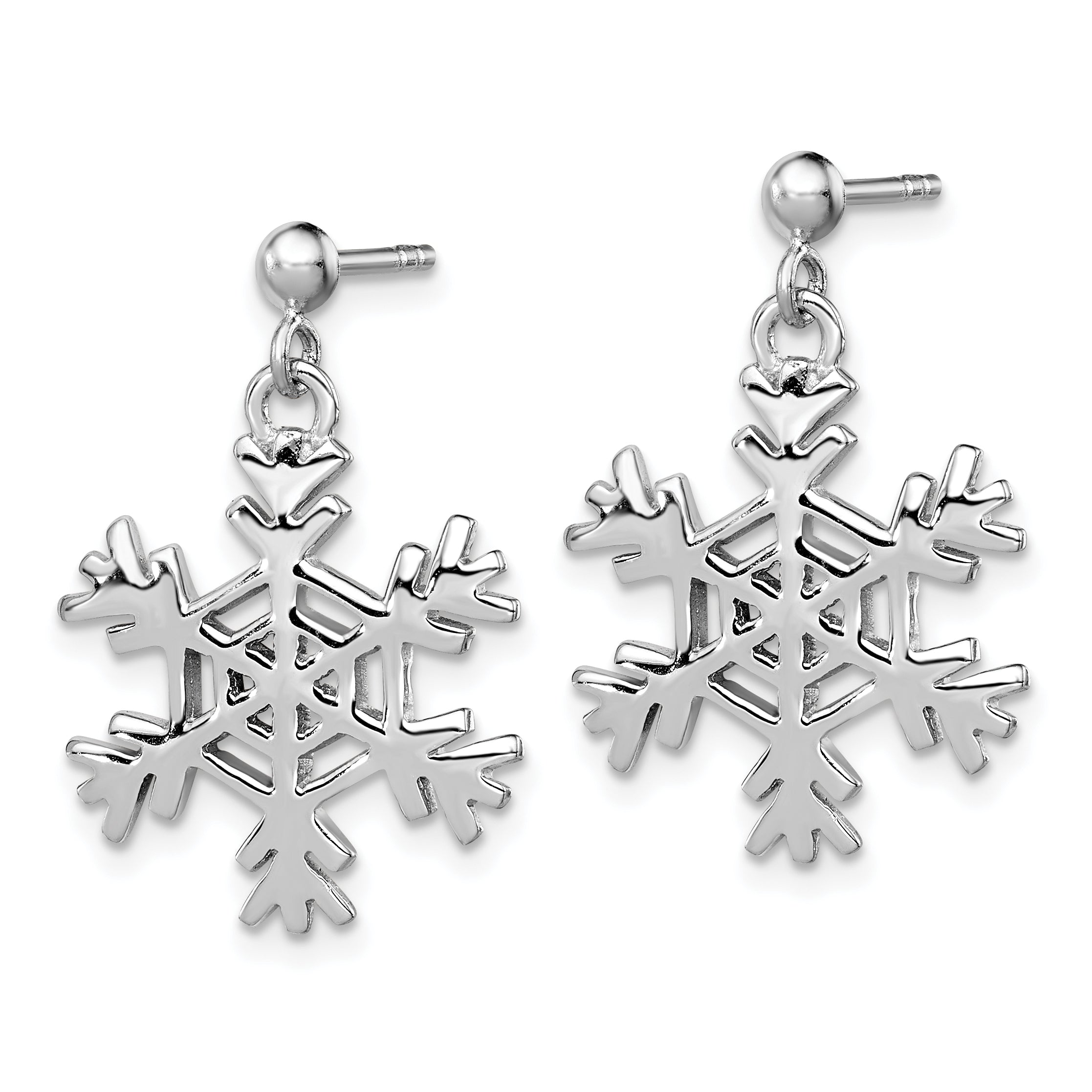 Sterling Silver Rhodium-plated Snowflake Earrings and Pendant Set