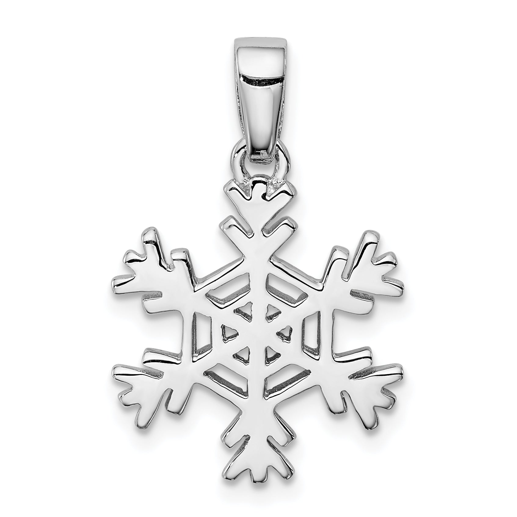 Sterling Silver Rhodium-plated Snowflake Earrings and Pendant Set