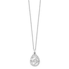 Sentimental Expressions Sterling Silver Rhodium-plated White Agate CZ Dew of Heaven 18in Necklace