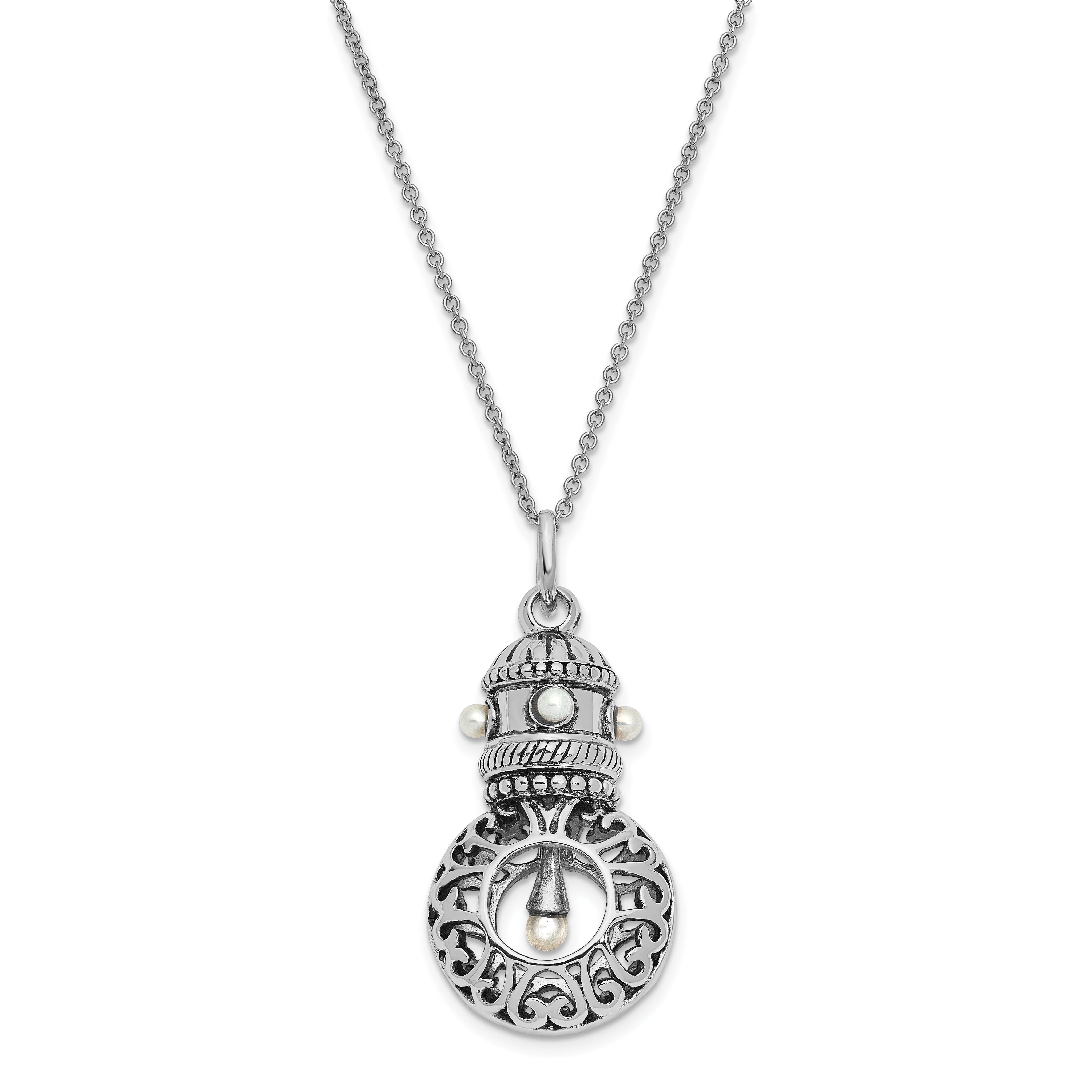 Sentimental Expressions Sterling Silver Rhodium-plated Antiqued FW Cultured Pearls of Wisdom 18in Necklace