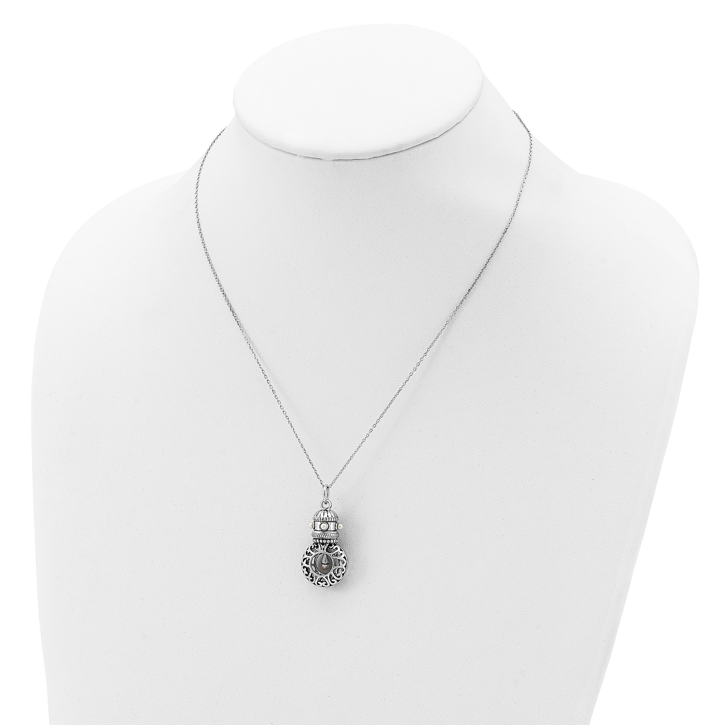 Sentimental Expressions Sterling Silver Rhodium-plated Antiqued FW Cultured Pearls of Wisdom 18in Necklace