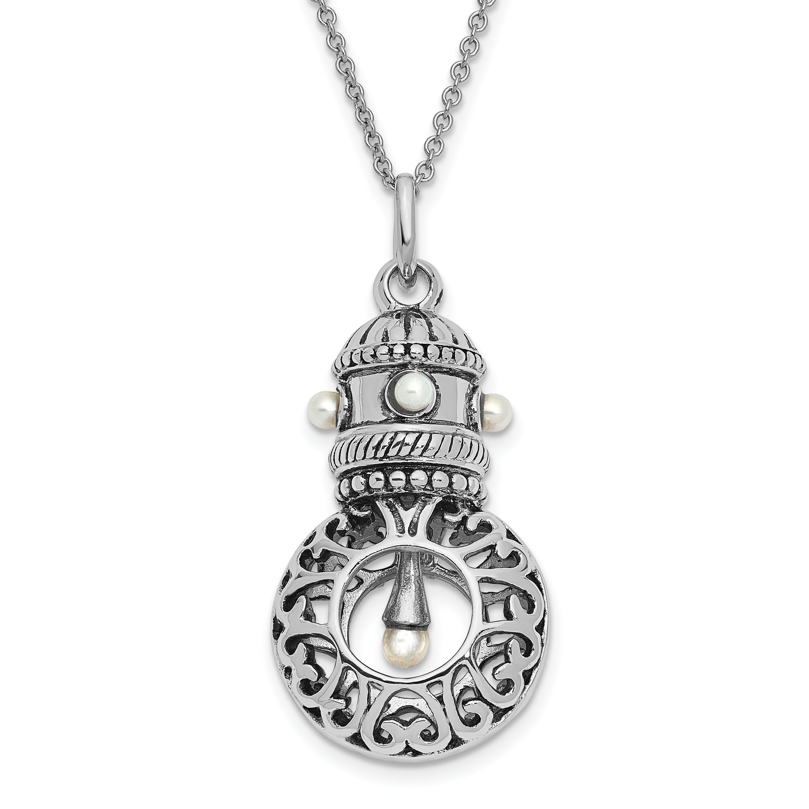 Sentimental Expressions Sterling Silver Rhodium-plated Antiqued FW Cultured Pearls of Wisdom 18in Necklace