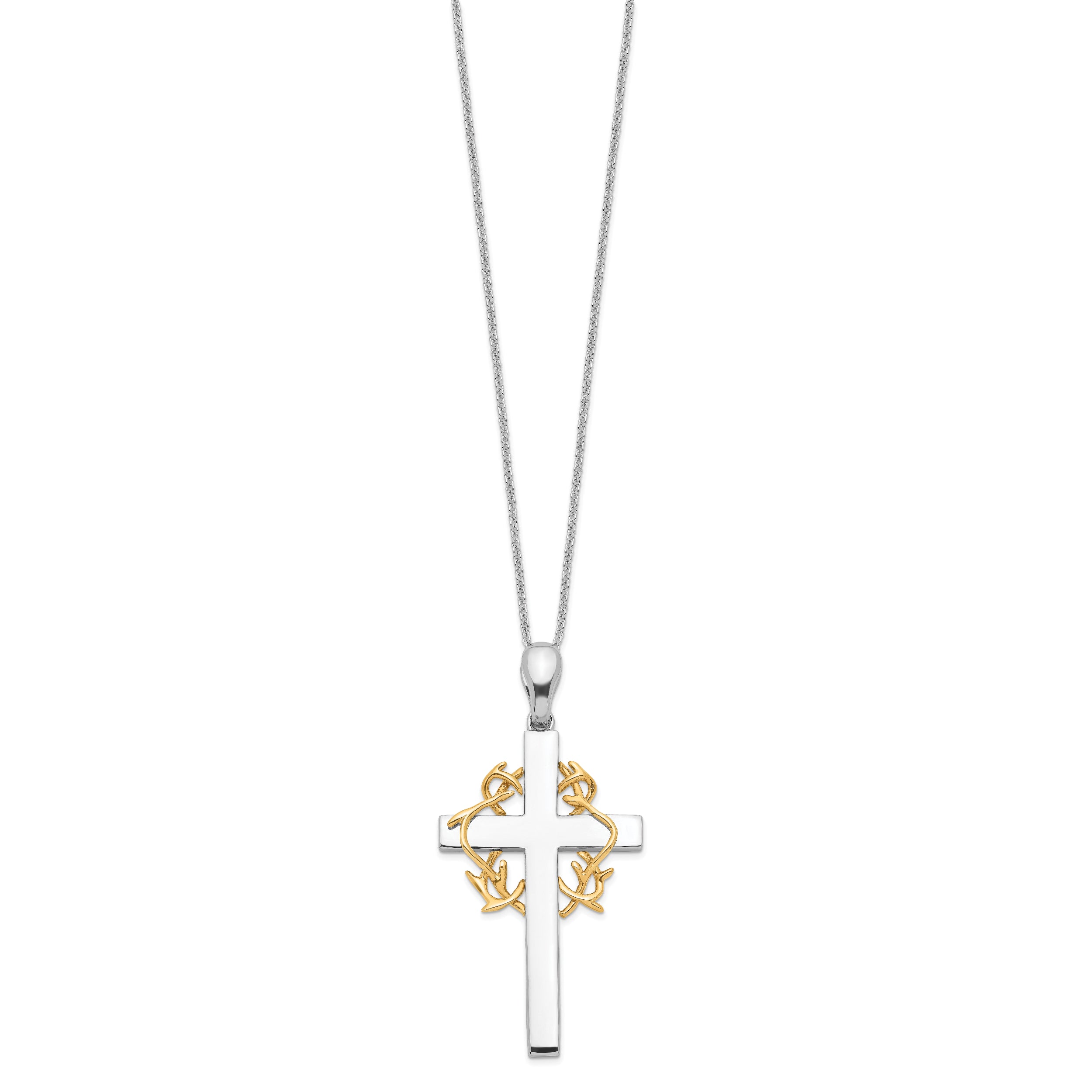 Sentimental Expressions Sterling Silver Gold-plated No Greater Love Cross 18in Necklace