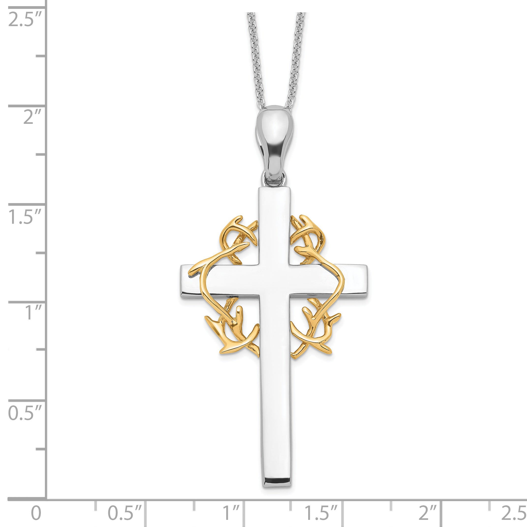 Sentimental Expressions Sterling Silver Gold-plated No Greater Love Cross 18in Necklace