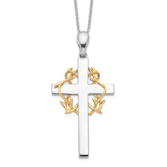 Sentimental Expressions Sterling Silver Gold-plated No Greater Love Cross 18in Necklace