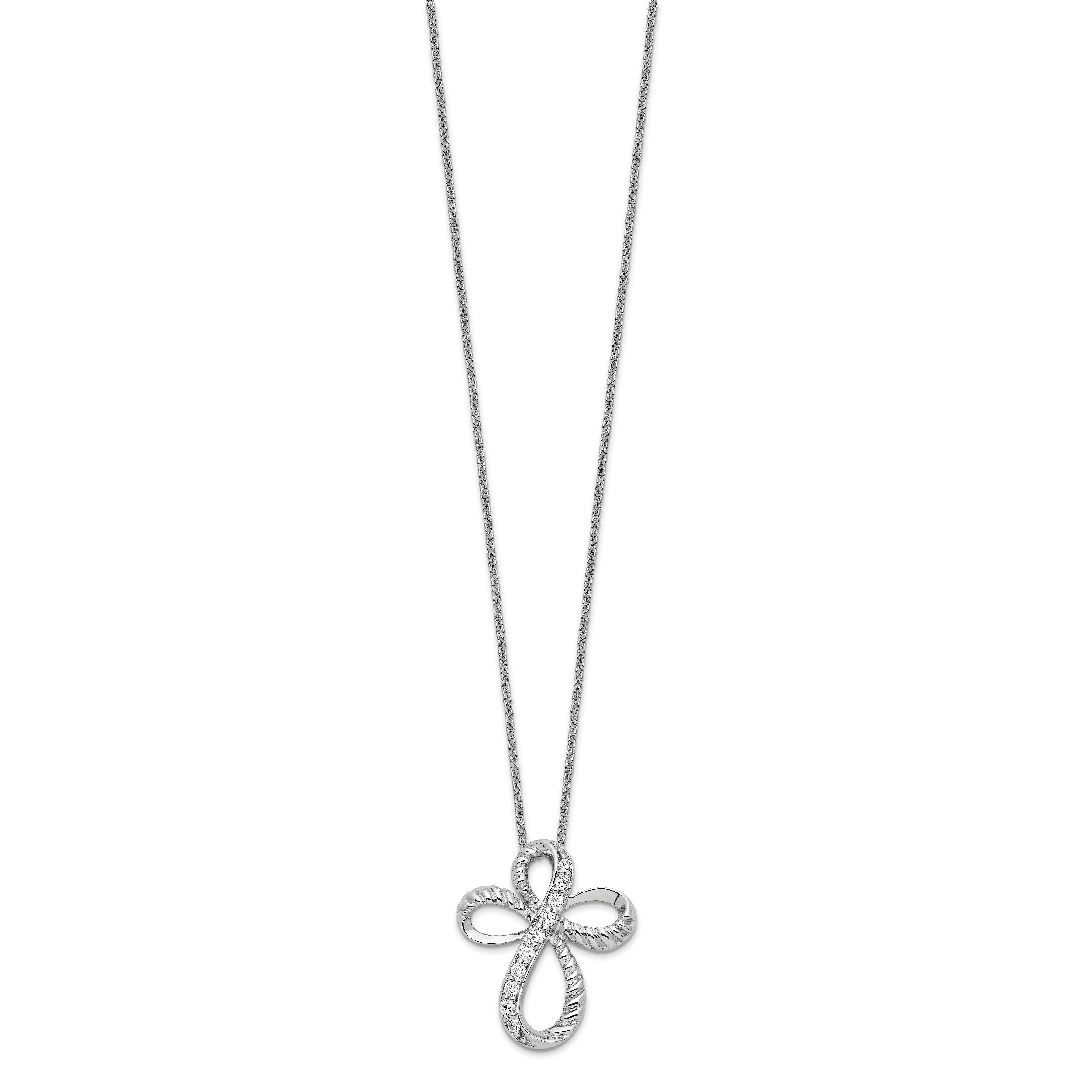 Sentimental Expressions Sterling Silver Rhodium-plated CZ Endless Hope 18in Cross Necklace