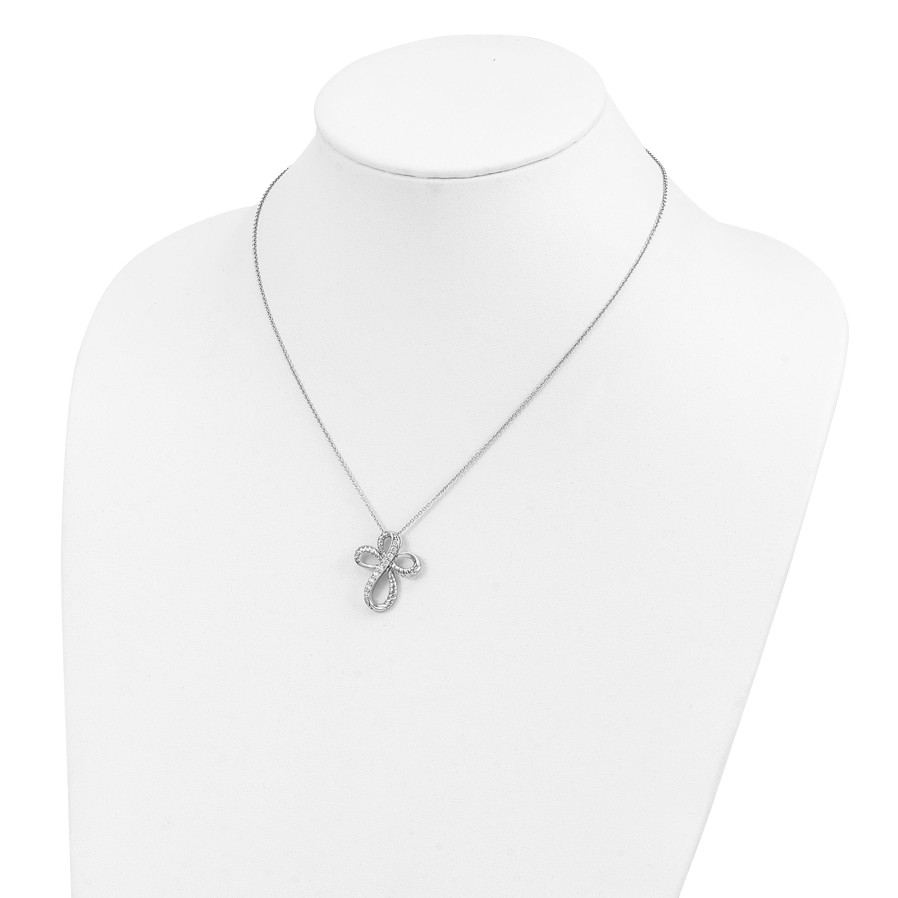 Sentimental Expressions Sterling Silver Rhodium-plated CZ Endless Hope 18in Cross Necklace