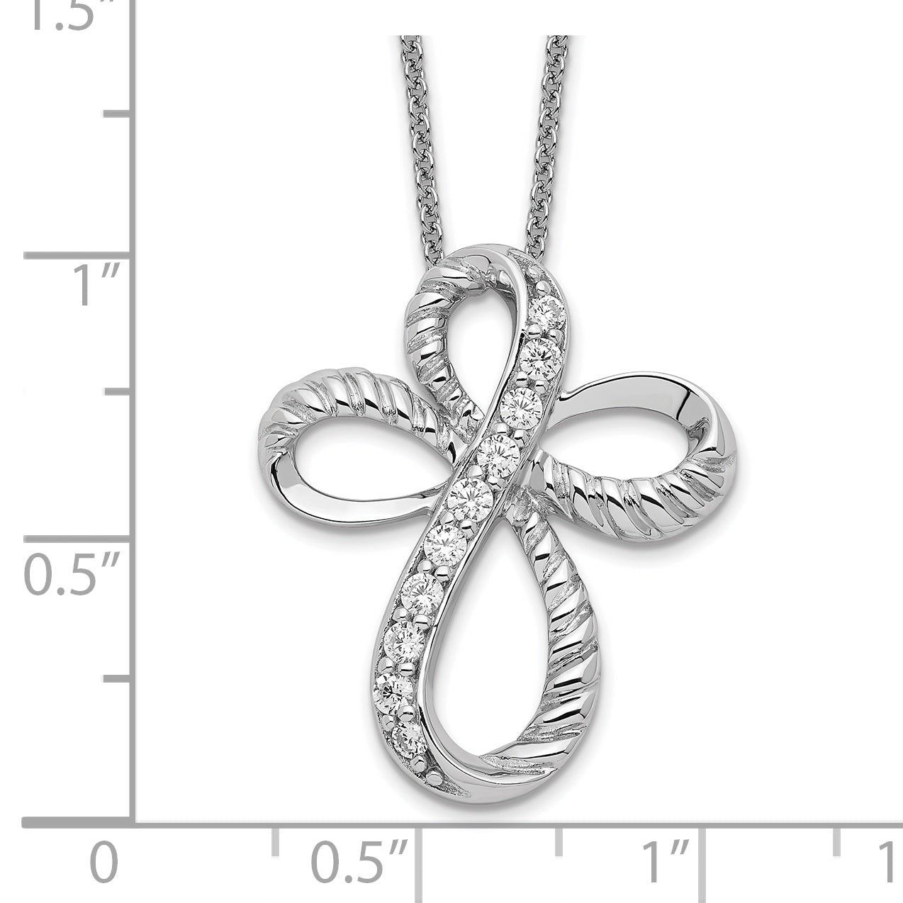 Sentimental Expressions Sterling Silver Rhodium-plated CZ Endless Hope 18in Cross Necklace