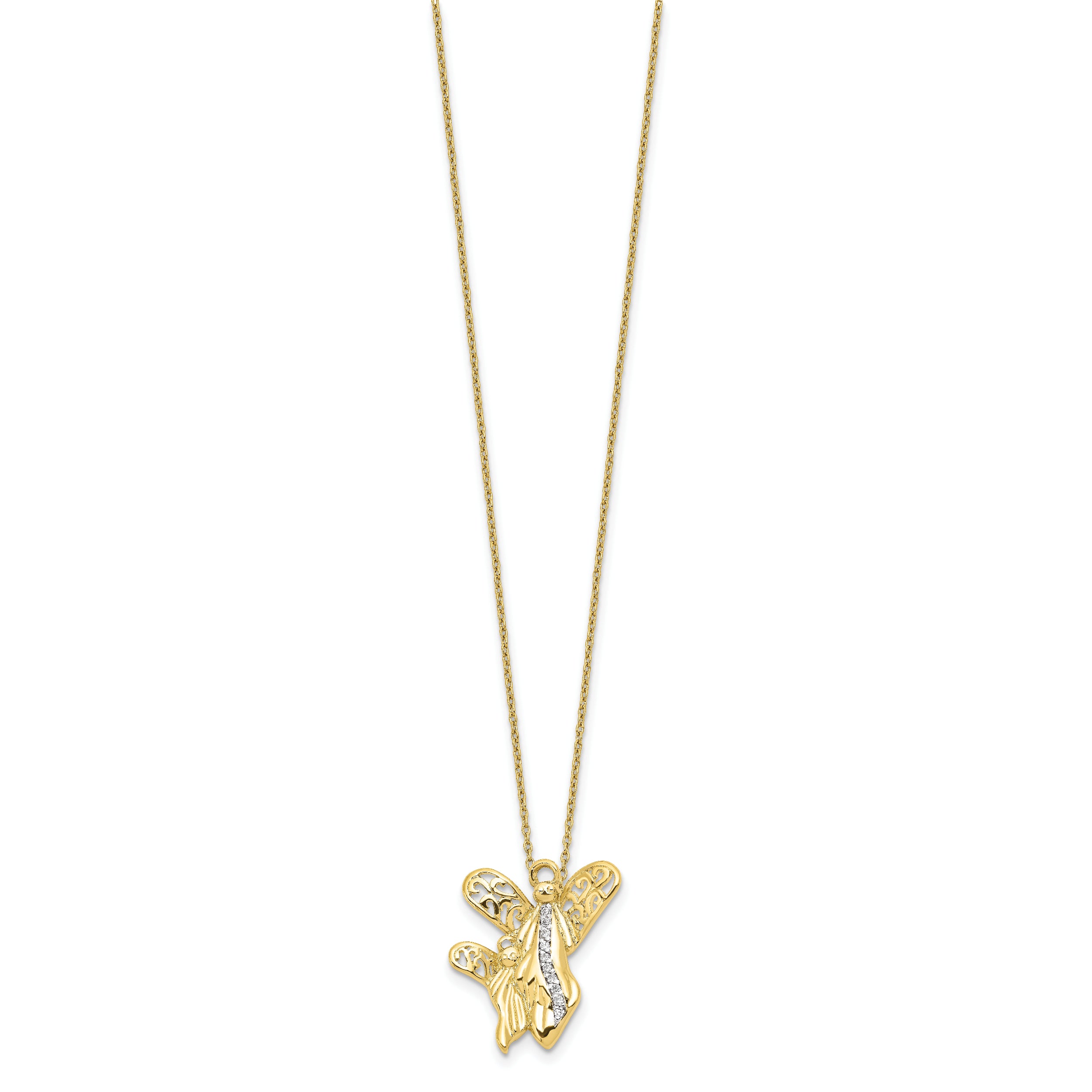 Sentimental Expressions Sterling Silver Gold-plated CZ Angel of Motherhood 18in Necklace