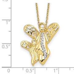 Sentimental Expressions Sterling Silver Gold-plated CZ Angel of Motherhood 18in Necklace