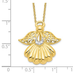 Sentimental Expressions Sterling Silver Gold-plated CZ Angel of Remembrance 18in Necklace