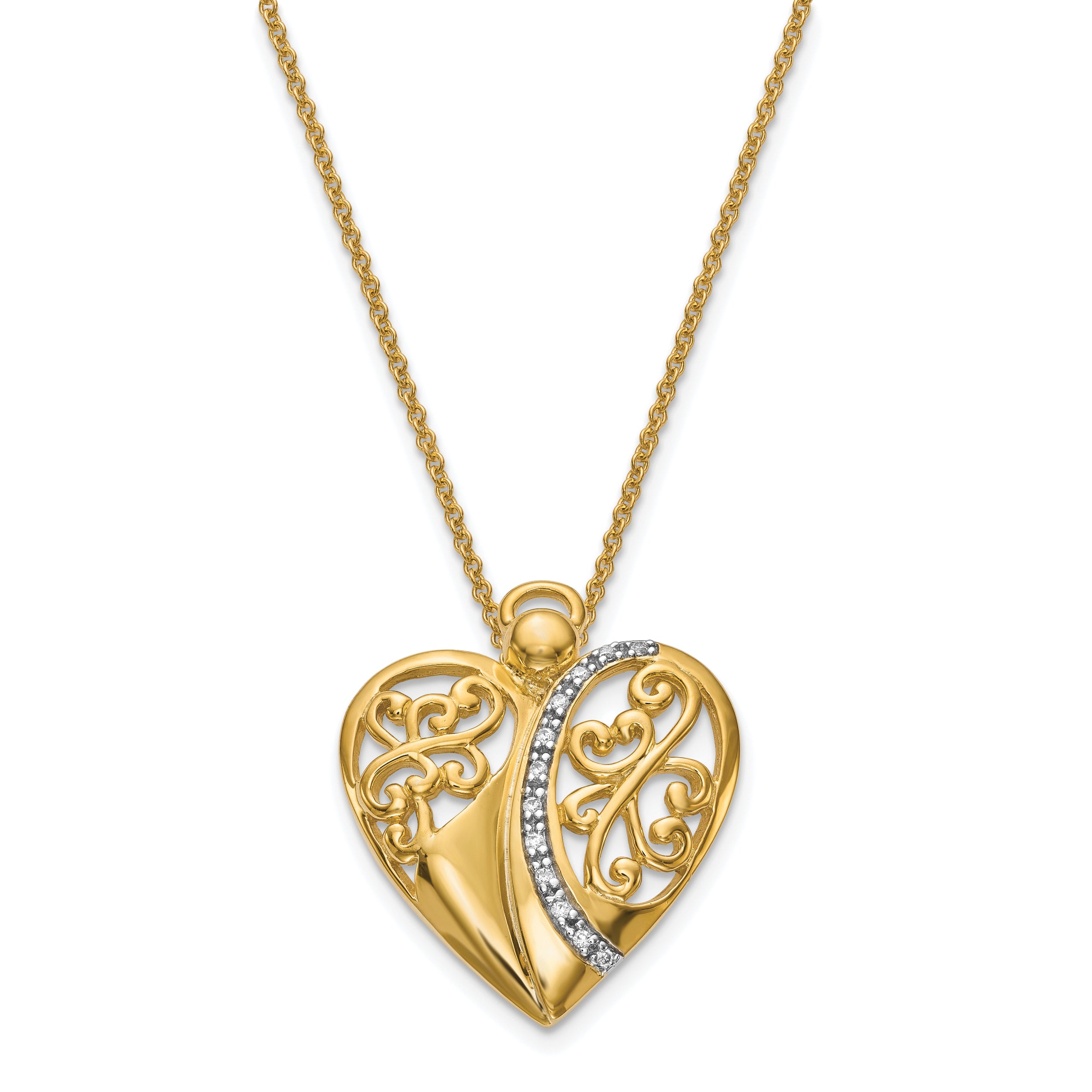 Sentimental Expressions Sterling Silver Gold-plated CZ Angel of Love 18in Necklace