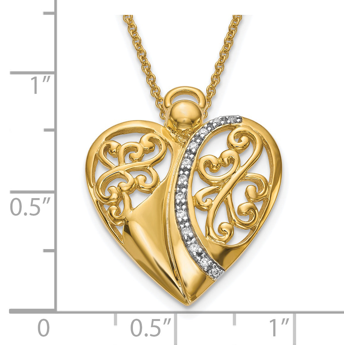 Sentimental Expressions Sterling Silver Gold-plated CZ Angel of Love 18in Necklace