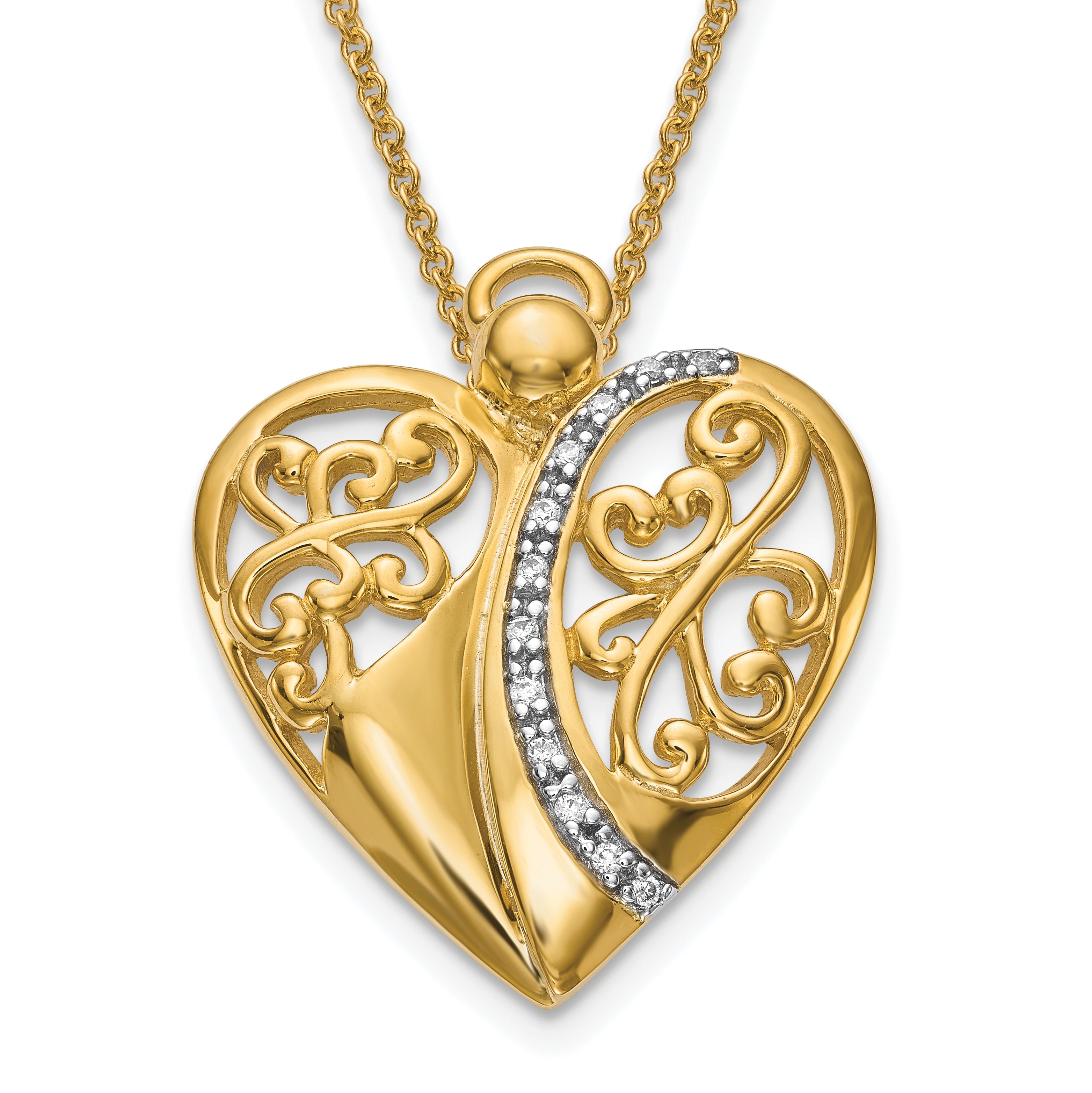 Sentimental Expressions Sterling Silver Gold-plated CZ Angel of Love 18in Necklace