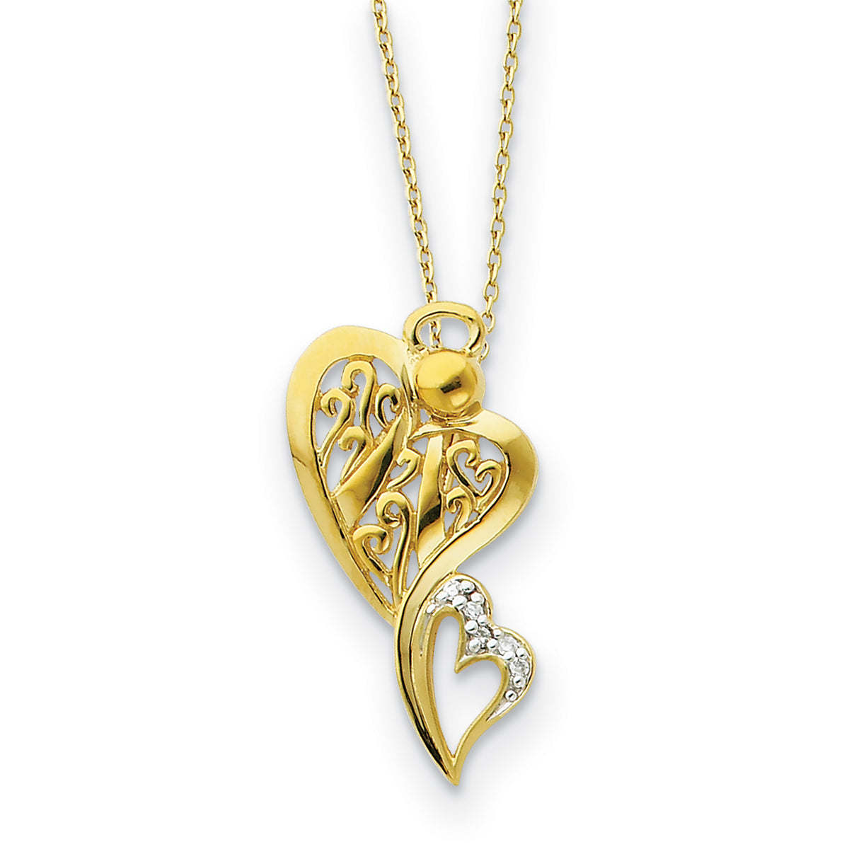 Sterling Silver & Gold-plated CZ Angel of Protection 18in Necklace