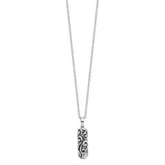 Sentimental Expressions Sterling Silver Rhodium-plated Antiqued Cylinder Remembrance Ash Holder 18in Necklace