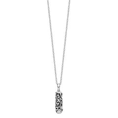 Sentimental Expressions Sterling Silver Rhodium-plated Antiqued Cylinder Remembrance Ash Holder 18in Necklace