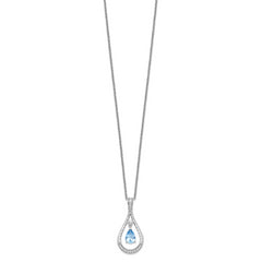 Sentimental Expressions Sterling Silver Rhodium-plated Mar. CZ Stone Never Forget Tear 18in Birthstone Necklace