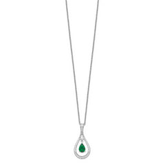 Sentimental Expressions Sterling Silver Rhodium-plated May CZ Stone Never Forget Tear 18in Birthstone Necklace