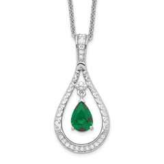 Sentimental Expressions Sterling Silver Rhodium-plated May CZ Stone Never Forget Tear 18in Birthstone Necklace